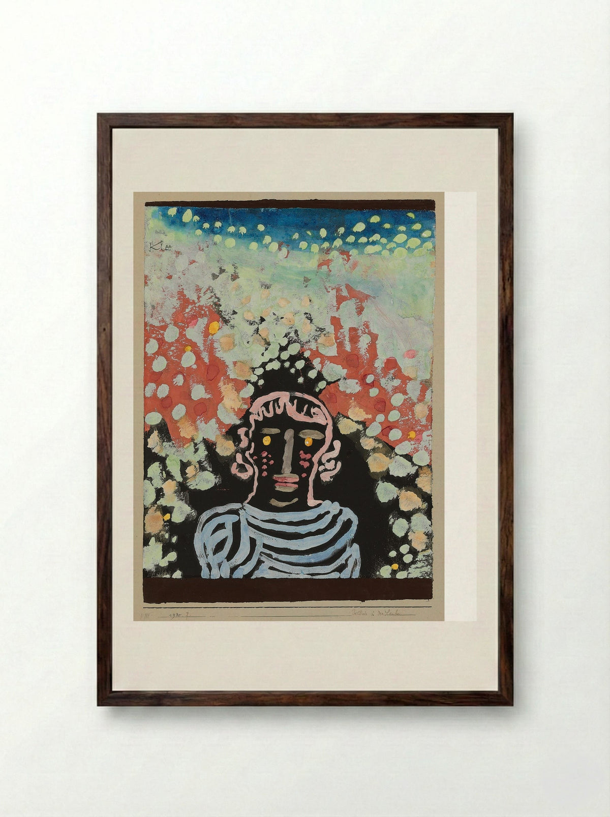 Likeness in the bower - Paul Klee - Framed Print Dark Wood