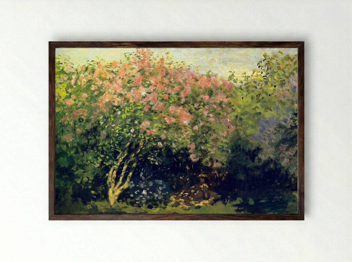 Lilacs in the Sun - Claude Monet - Framed Print Dark Wood