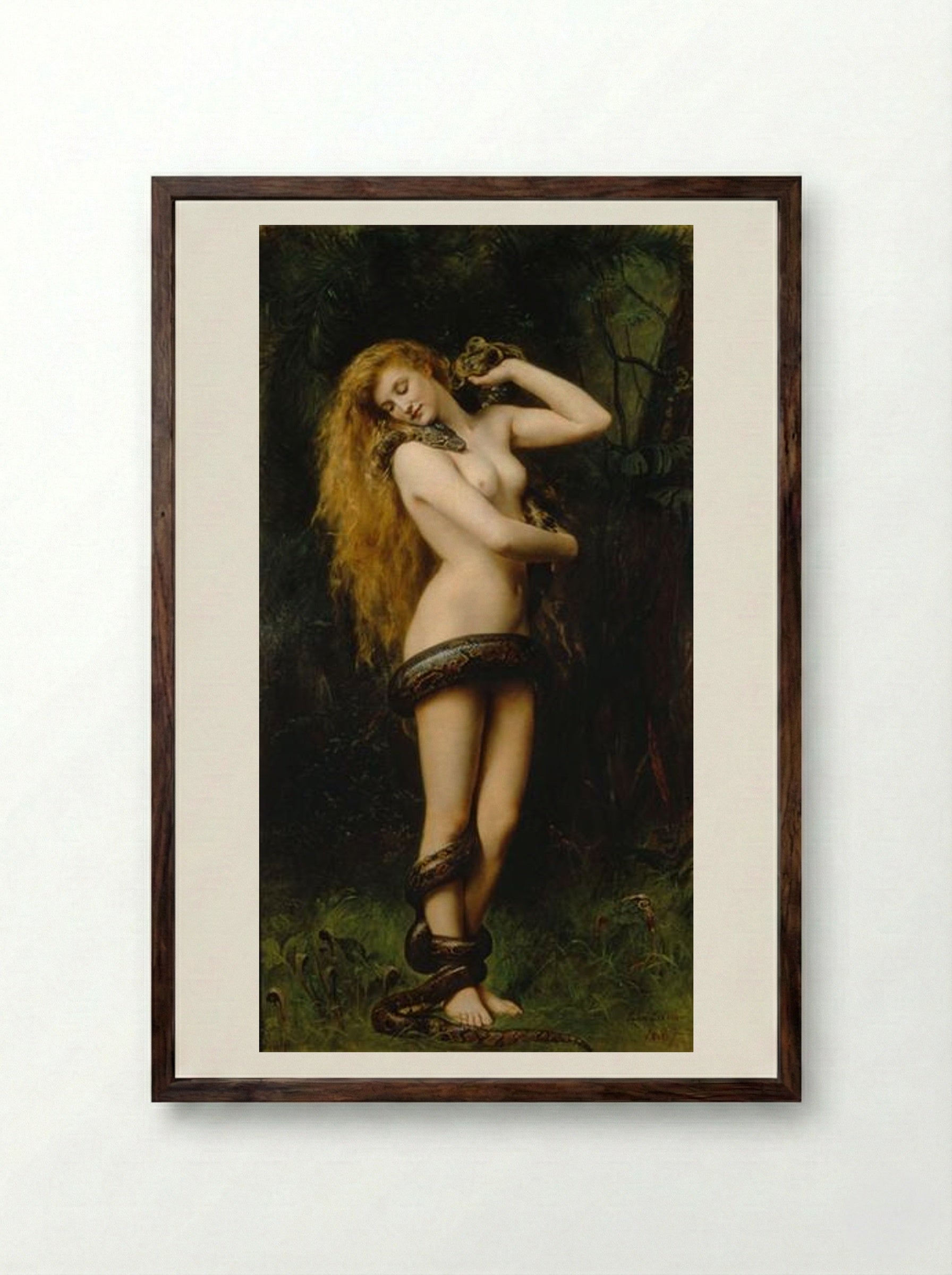 Lilith - John Collier - Framed Print Dark Wood