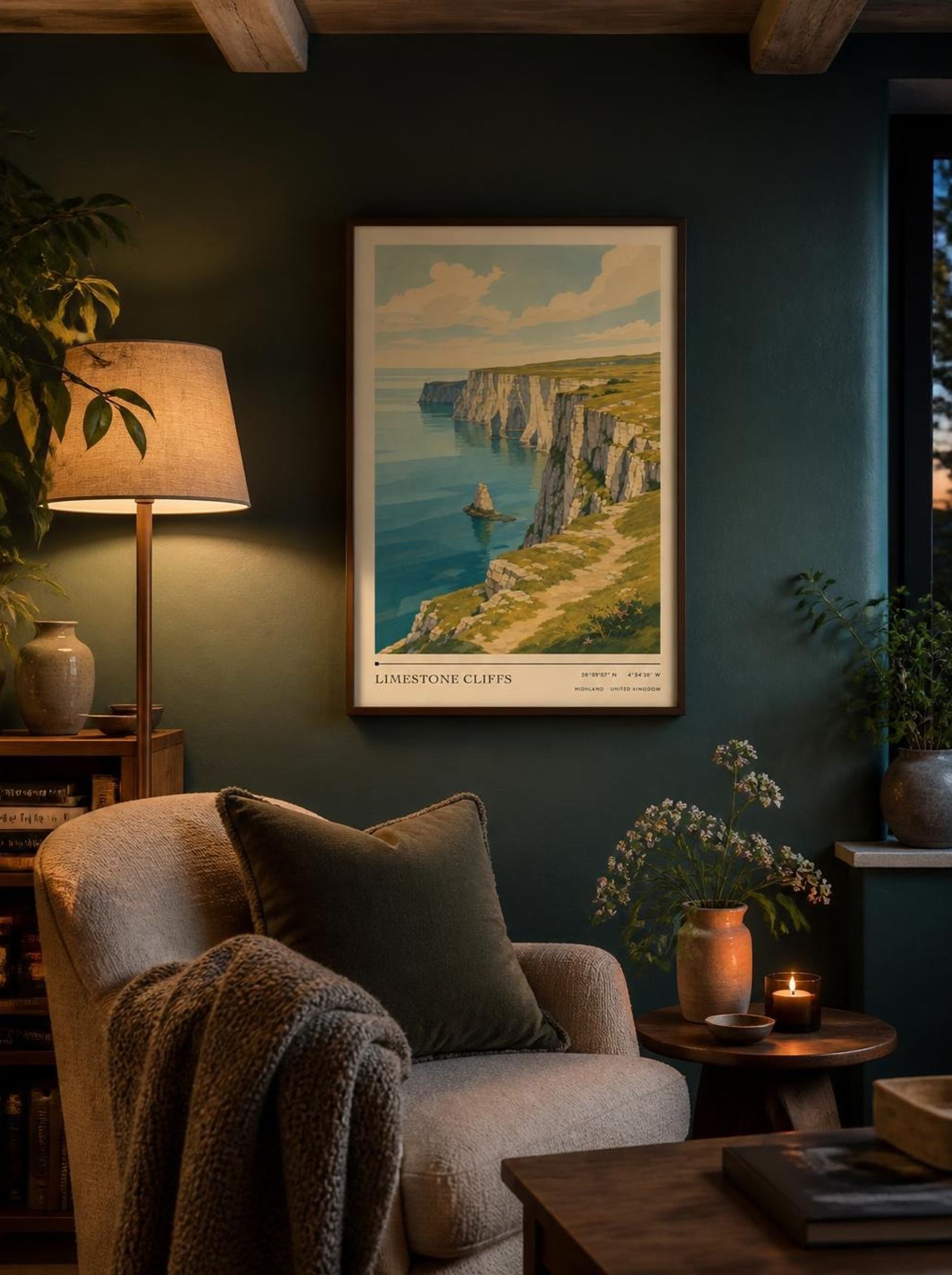 Limestone Cliffs Highland United Kingdom Travel Poster - Lifestyle
