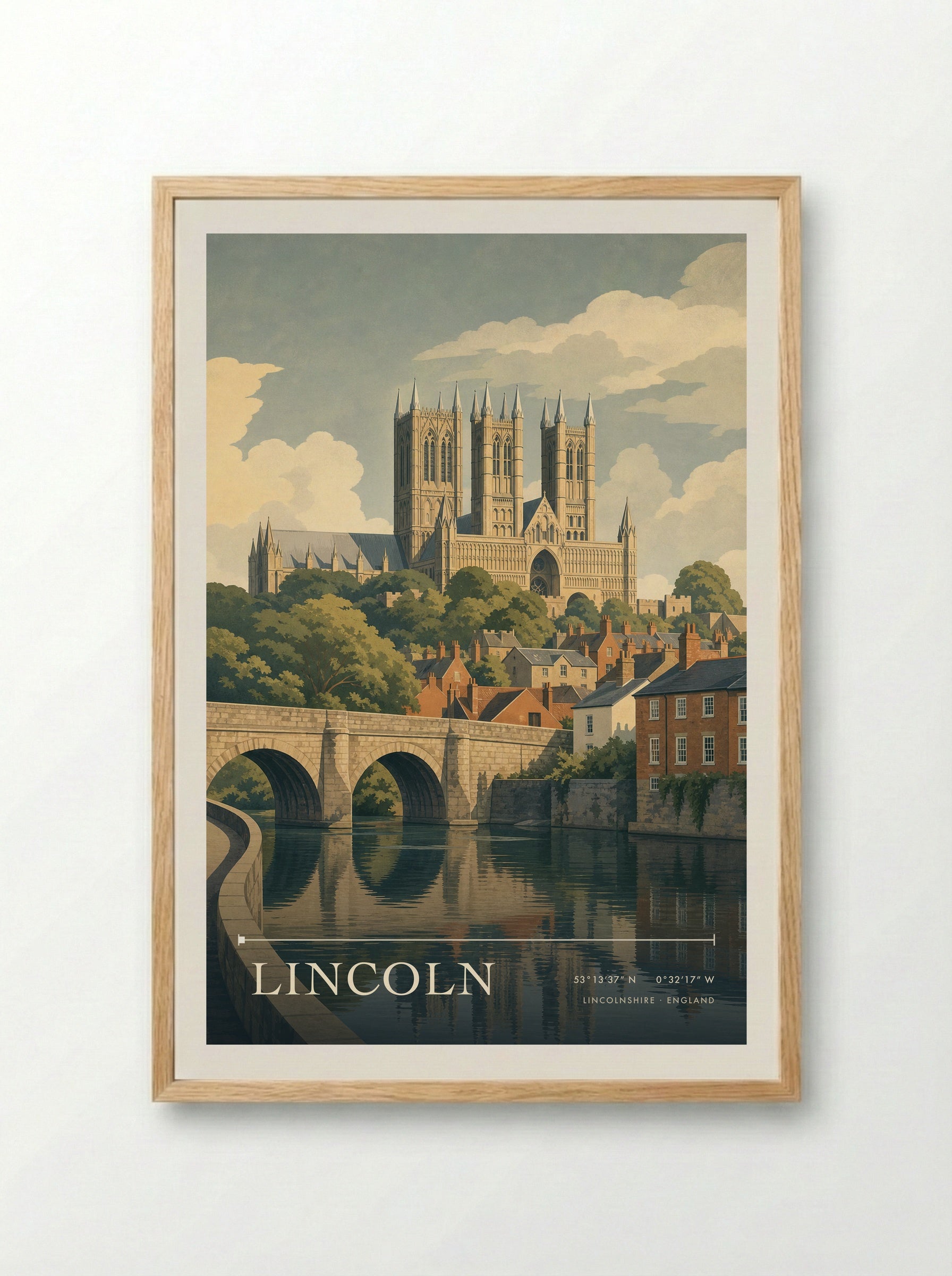 Lincoln Lincolnshire England Travel Poster - Framed Print Wood