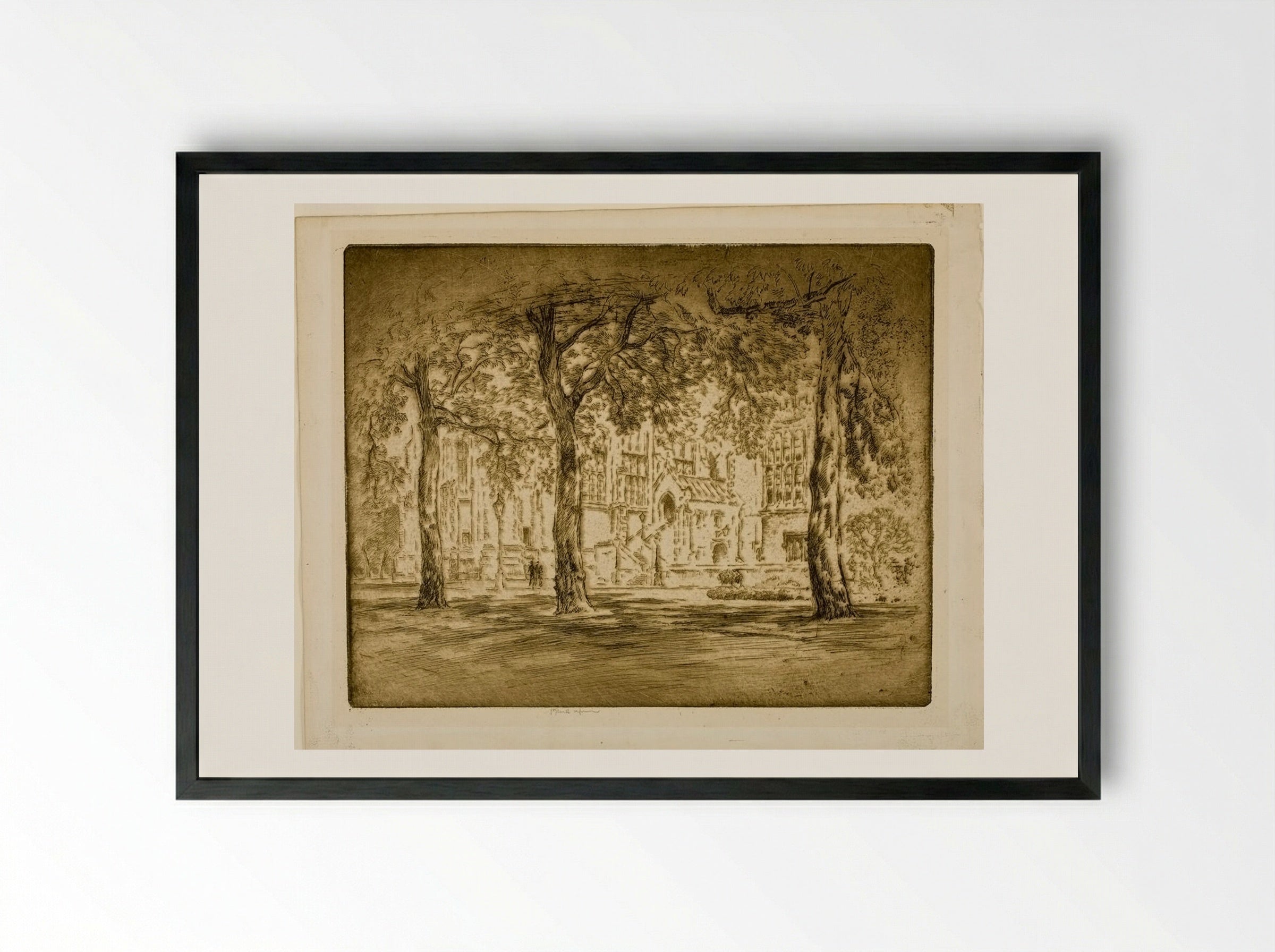 Lincoln's Inn Fields - Joseph Pennell - Framed Print Black