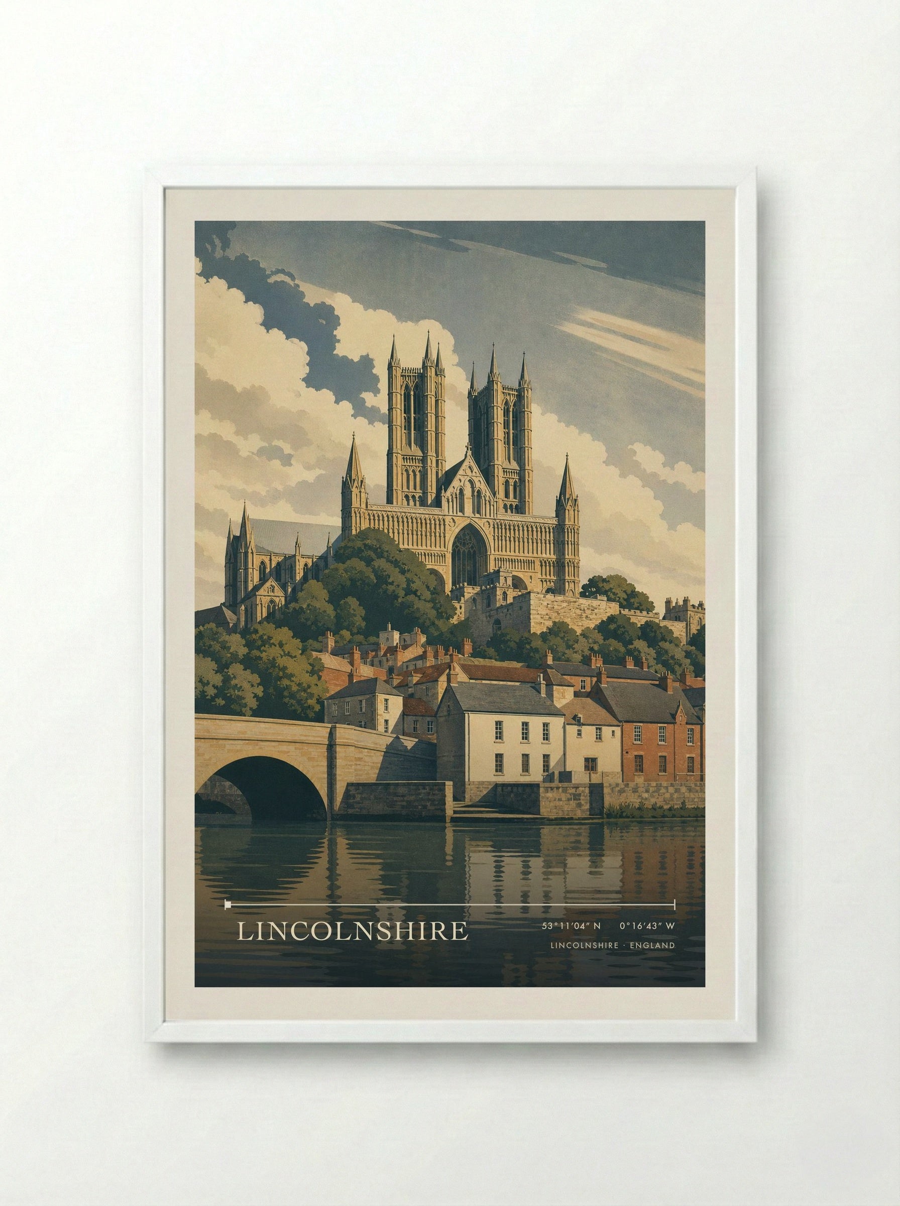 Lincolnshire England Travel Poster - Framed Print White