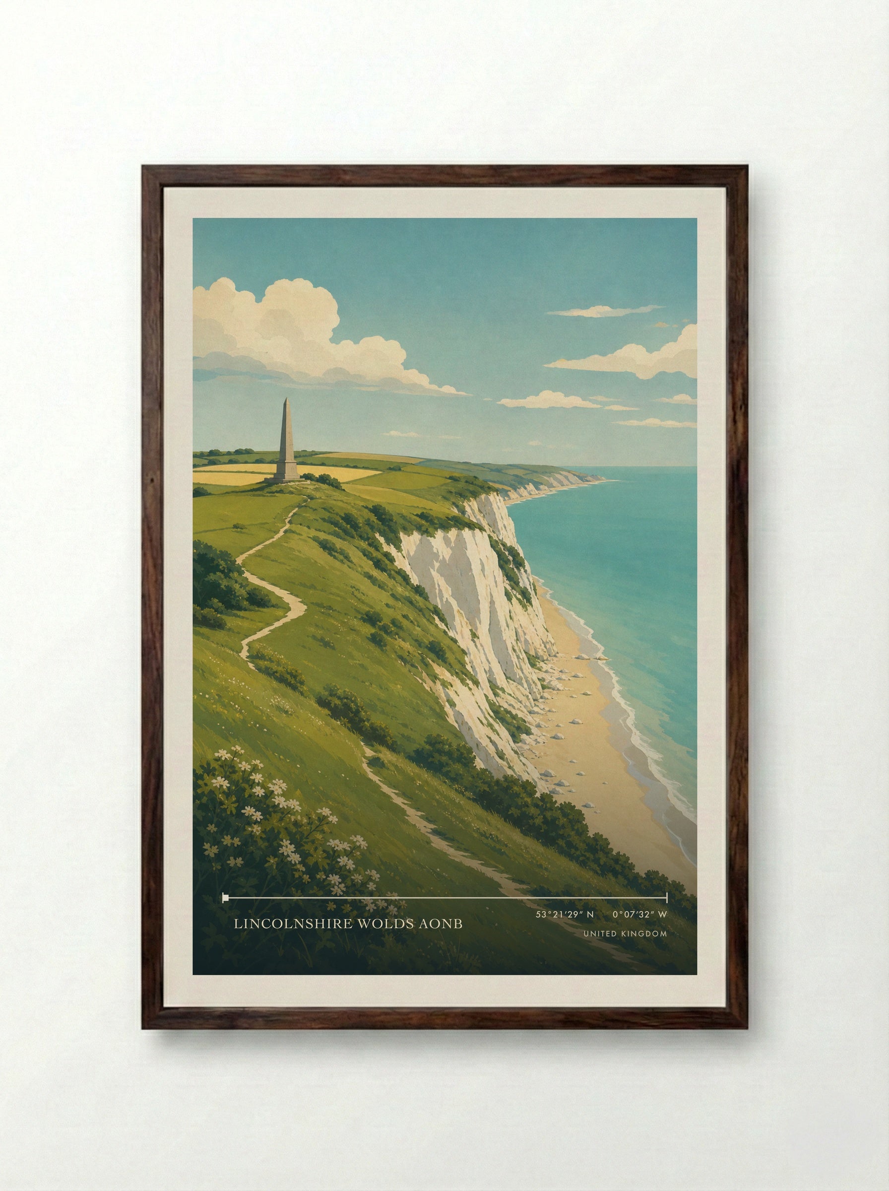 Lincolnshire Wolds AONB United Kingdom Travel Poster - Framed Print Dark Wood