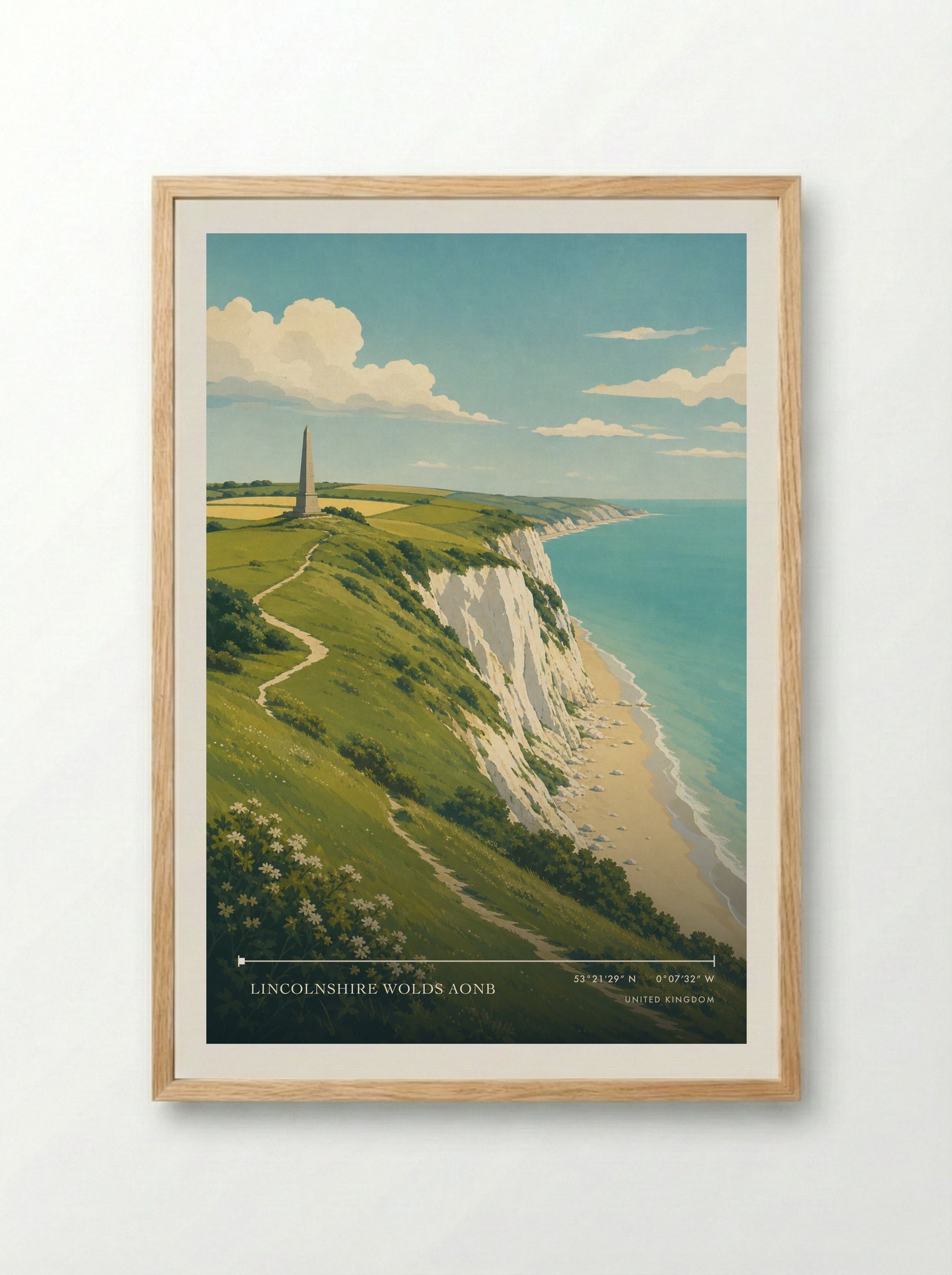 Lincolnshire Wolds AONB United Kingdom Travel Poster - Framed Print Wood