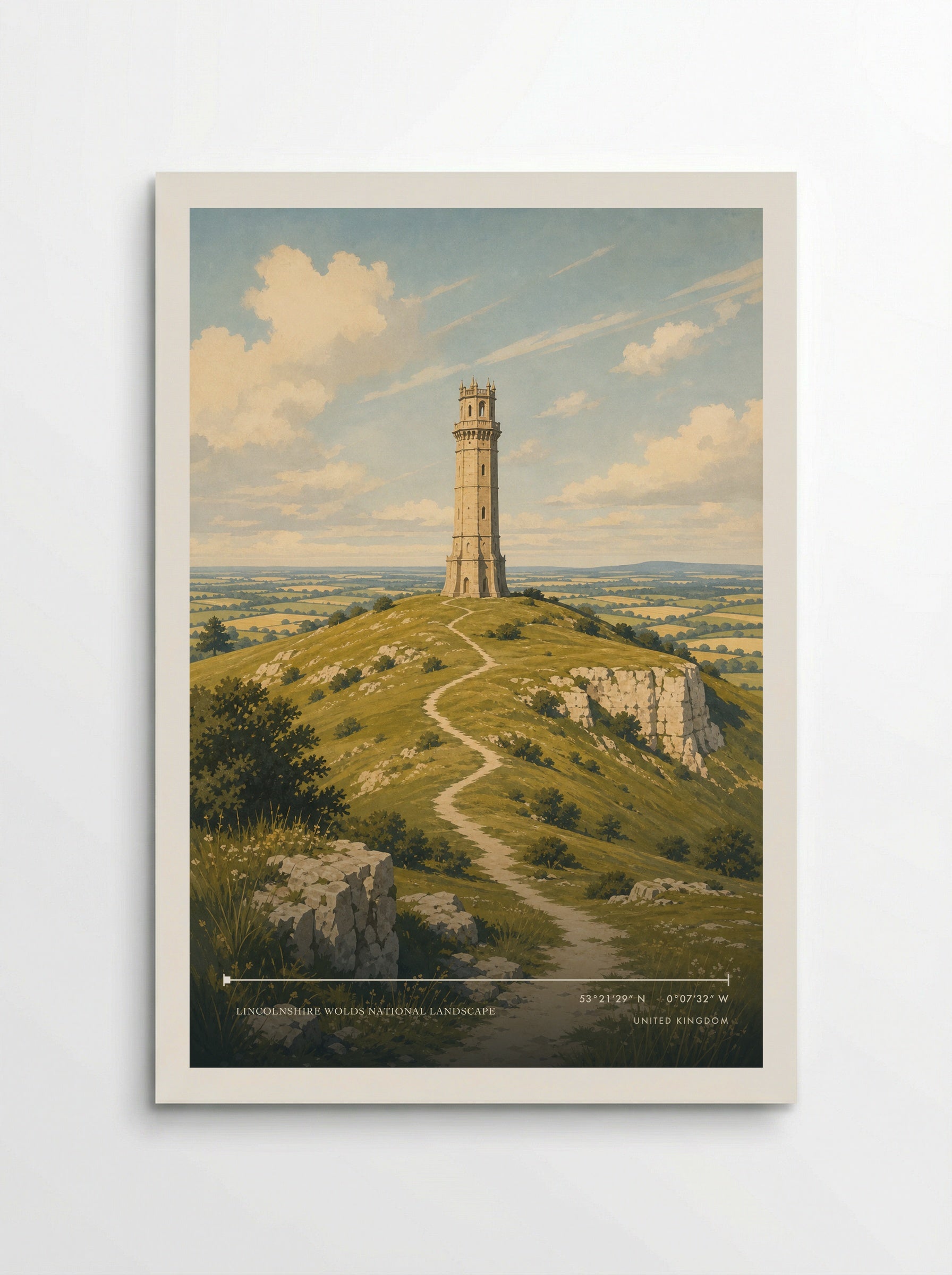 Lincolnshire Wolds National Landscape United Kingdom Travel Poster - Poster