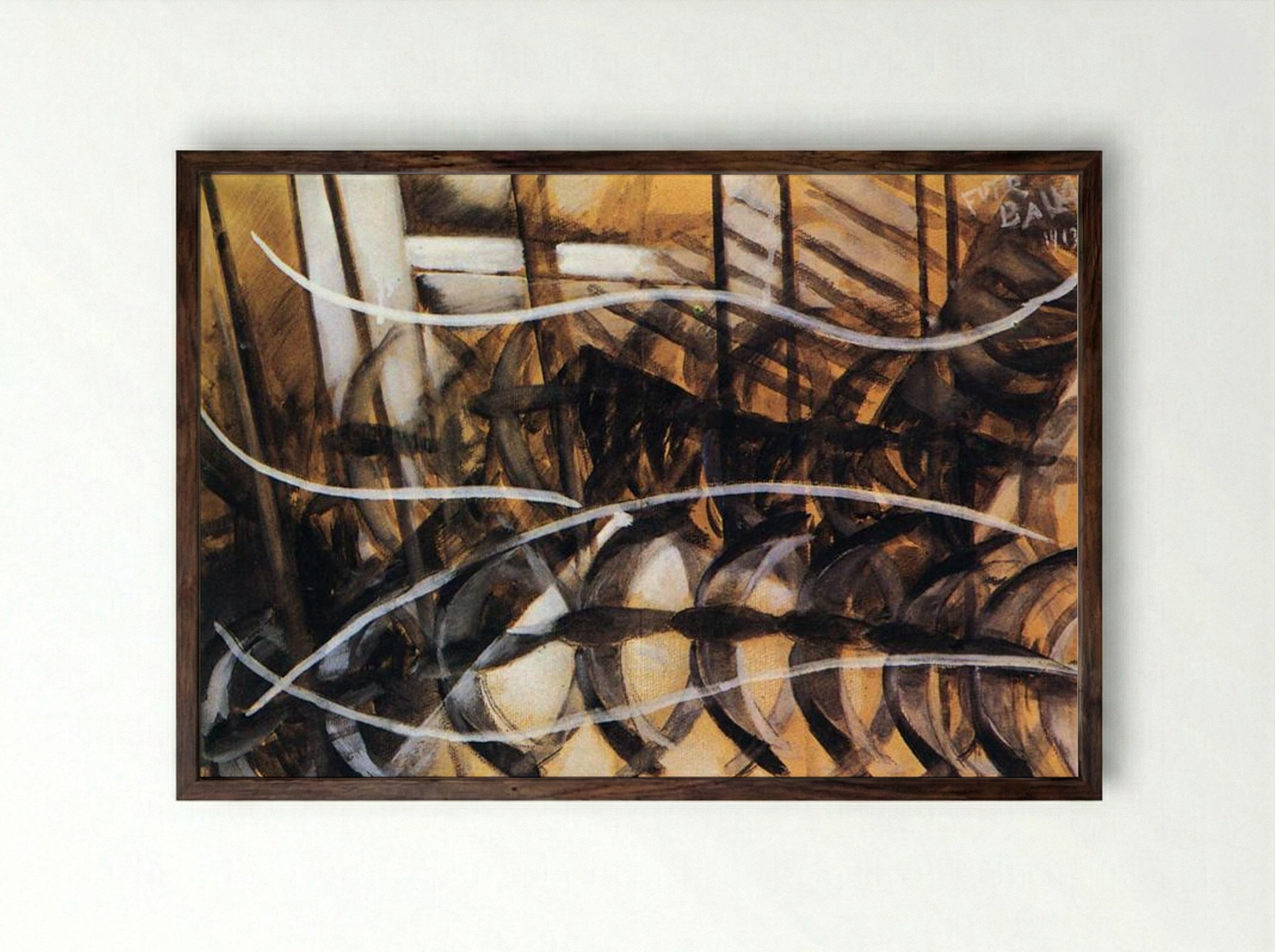 Lines of Movement and Dynamic Succession - Giacomo Balla - Framed Print Dark Wood