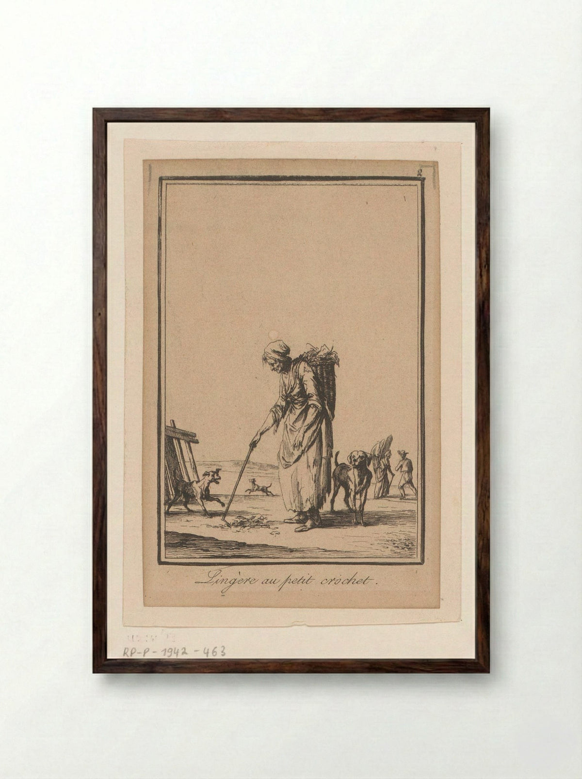 Lingère au petit crochet - Jean Duplessis-Bertaux - Framed Print Dark Wood