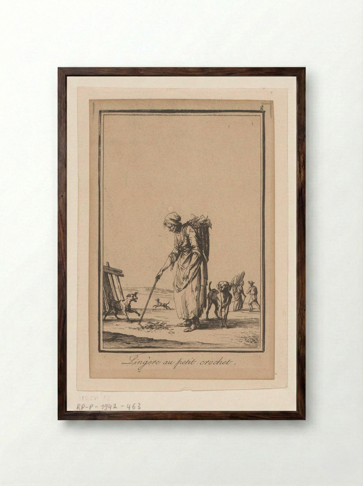 Lingère au petit crochet - Jean Duplessis-Bertaux - Framed Print Dark Wood