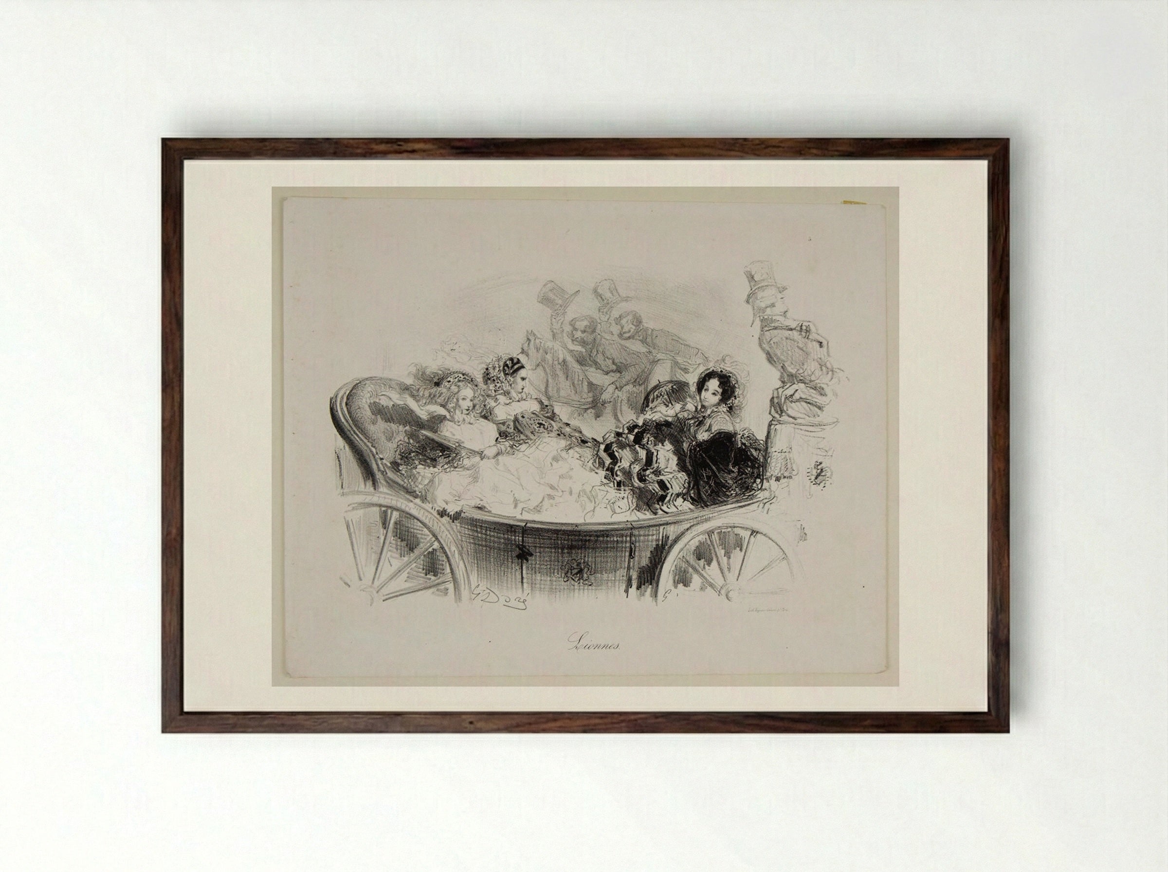 Lionnes - Gustave Doré - Framed Print Dark Wood