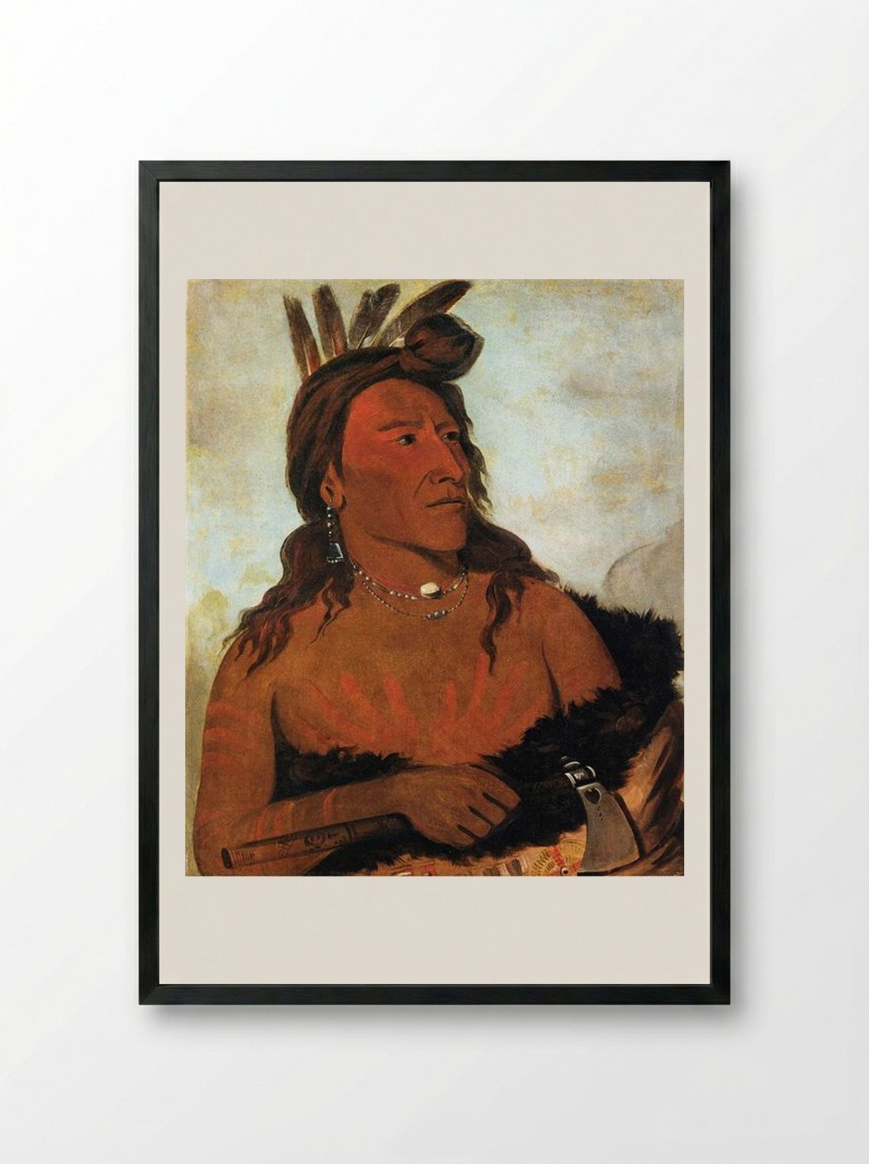 Little Bear, Hunkpapa Brave - George Catlin - Framed Print Black