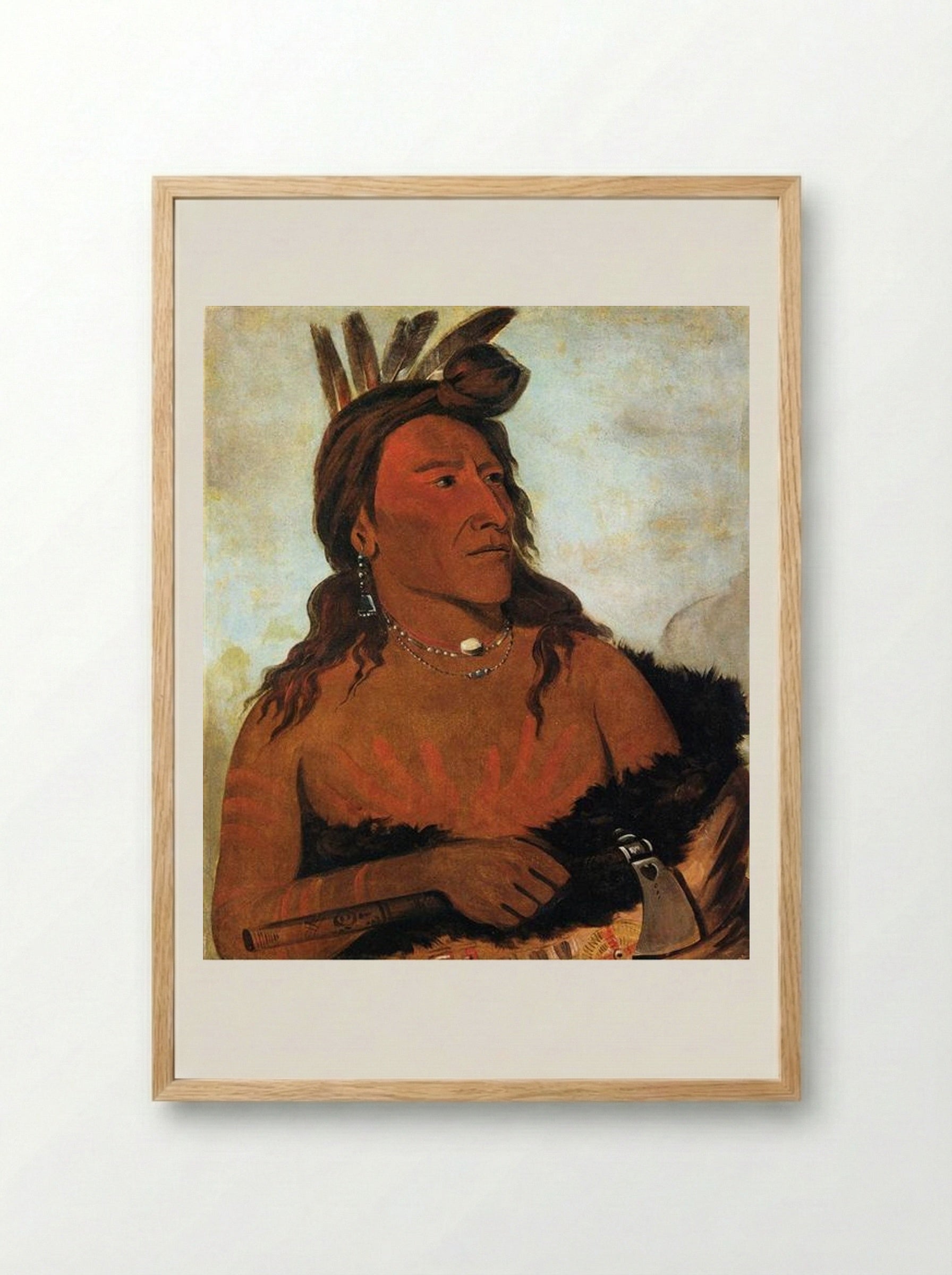 Little Bear, Hunkpapa Brave - George Catlin - Framed Print Wood