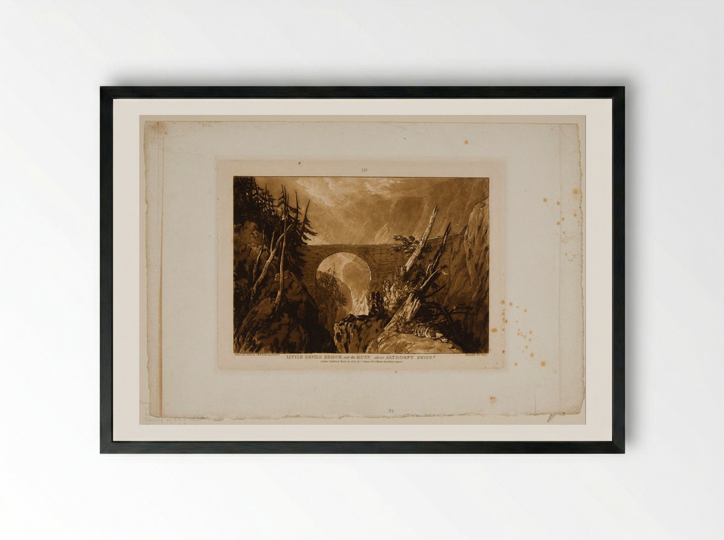 Little Devil's Bridge over the Russ above Altdorf, Swiss - Charles Turner - Framed Print Black