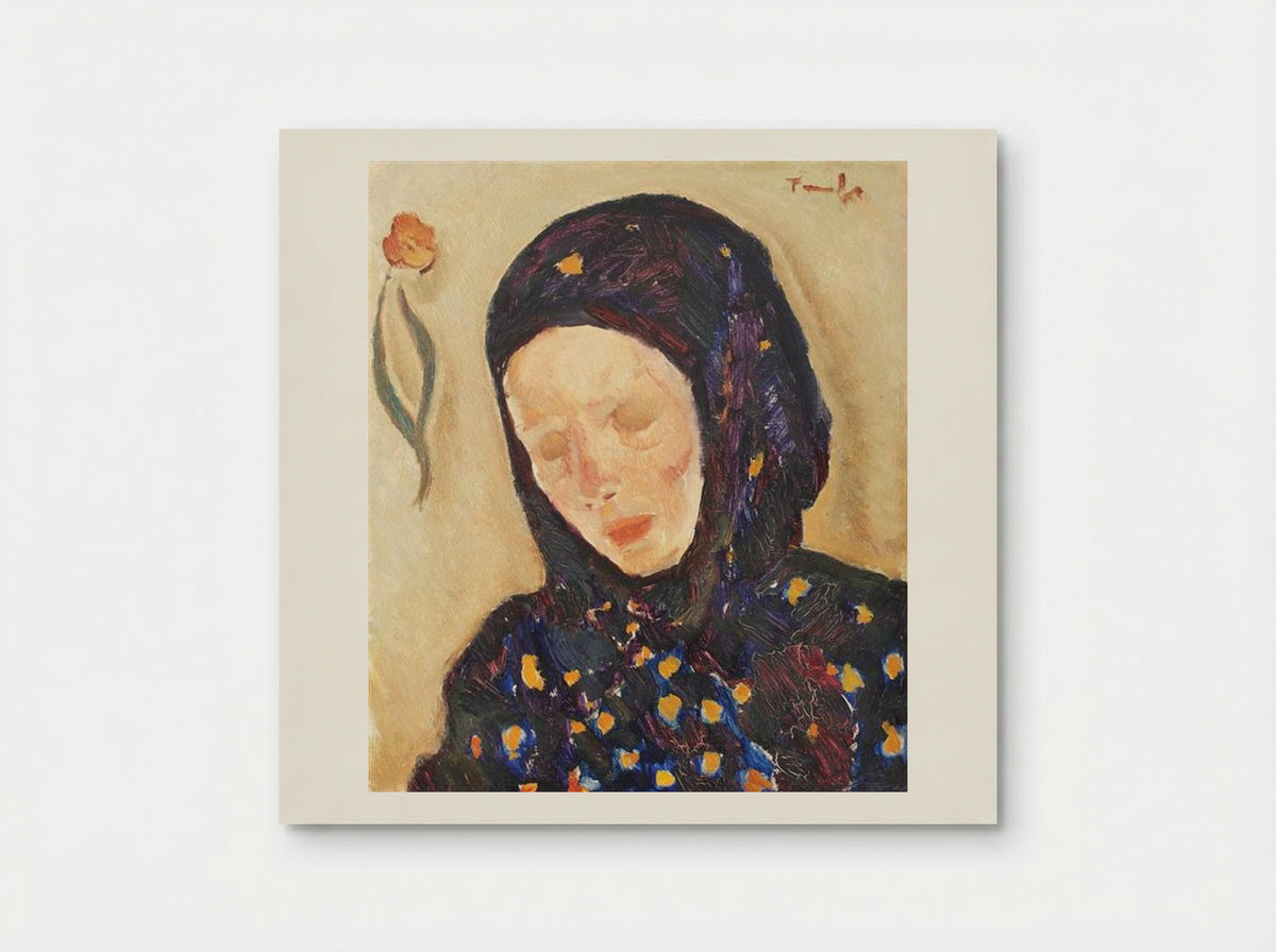 Little Girl With Flowery Headscarf - Nicolae Tonitza - Poster