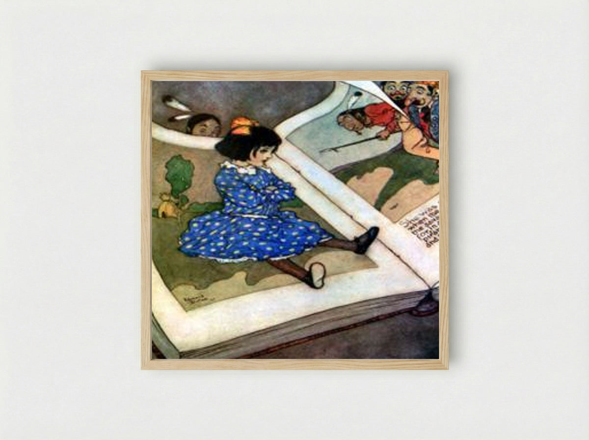 Little Girl in a Book - Edmund Dulac - Framed Print Wood