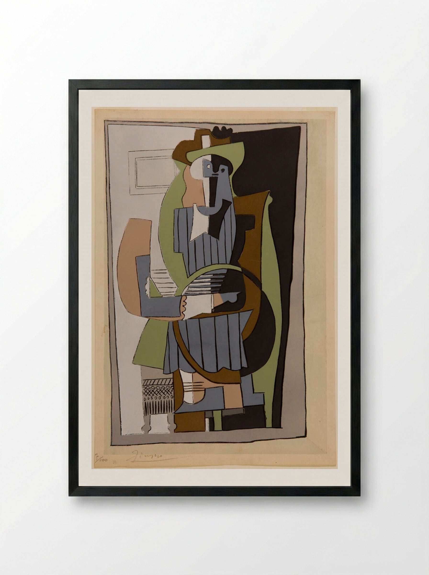 Little Girl with Hoop - Pablo Picasso - Framed Print Black