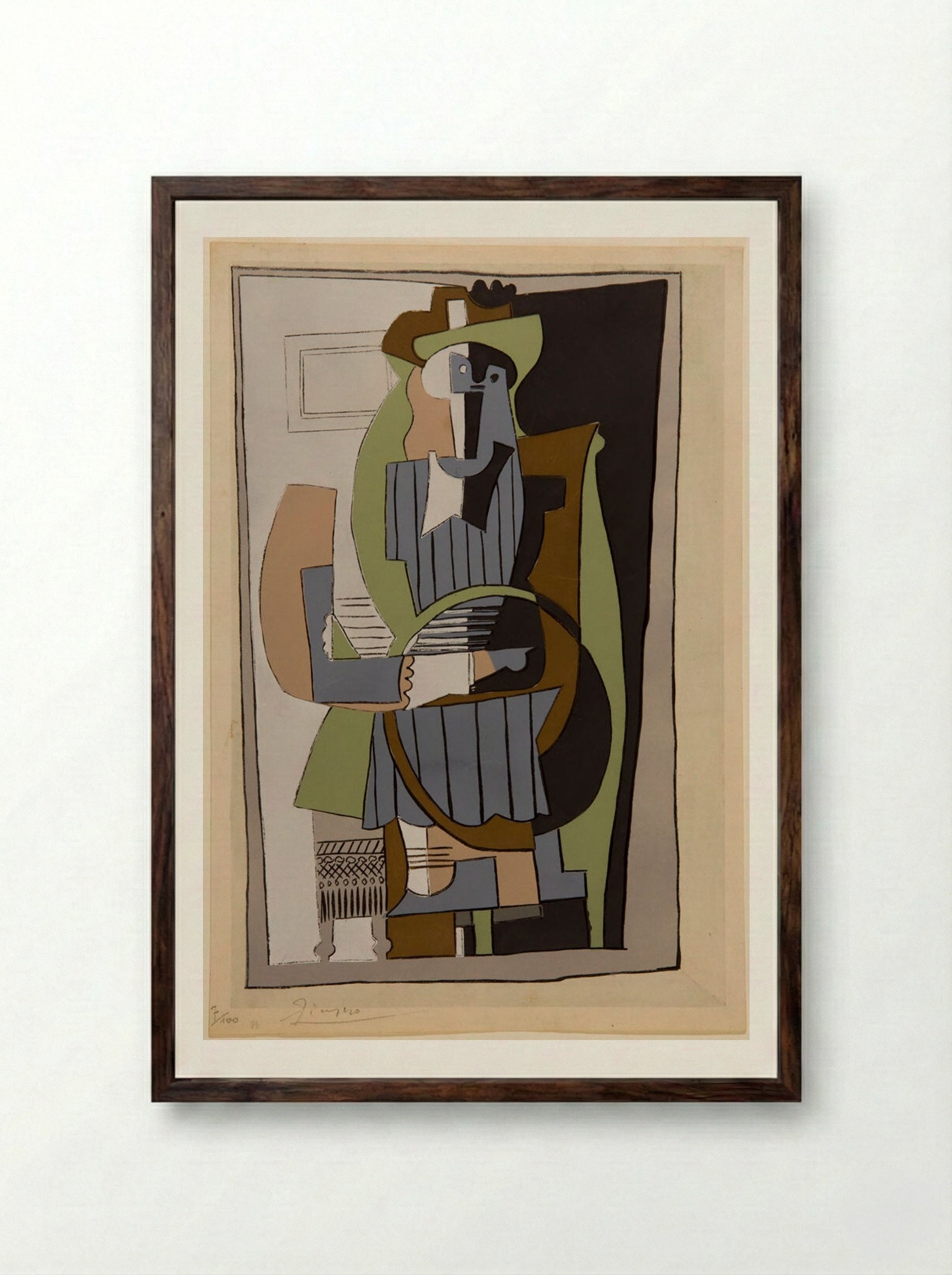 Little Girl with Hoop - Pablo Picasso - Framed Print Dark Wood