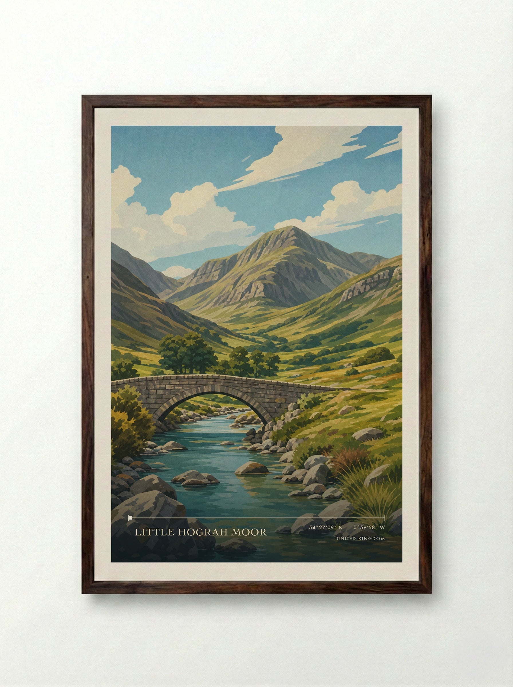 Little Hograh Moor United Kingdom Travel Poster - Framed Print Dark Wood