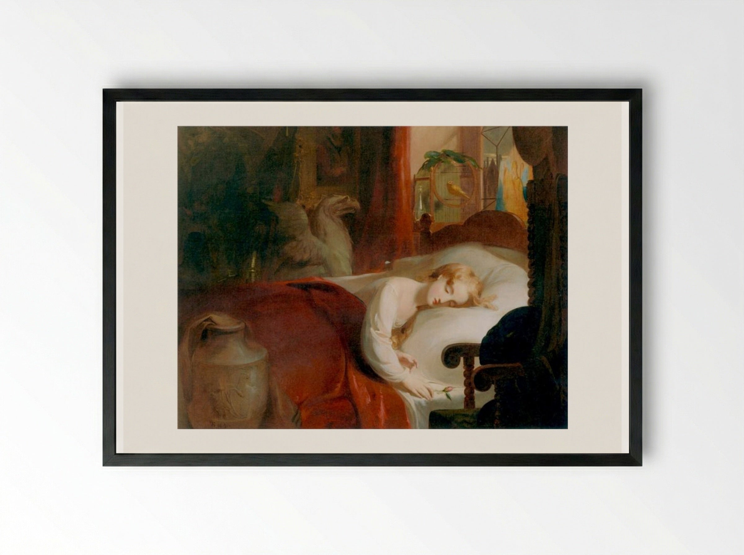 Little Nell Asleep in the Curiosity Shop - Thomas Sully - Framed Print Black