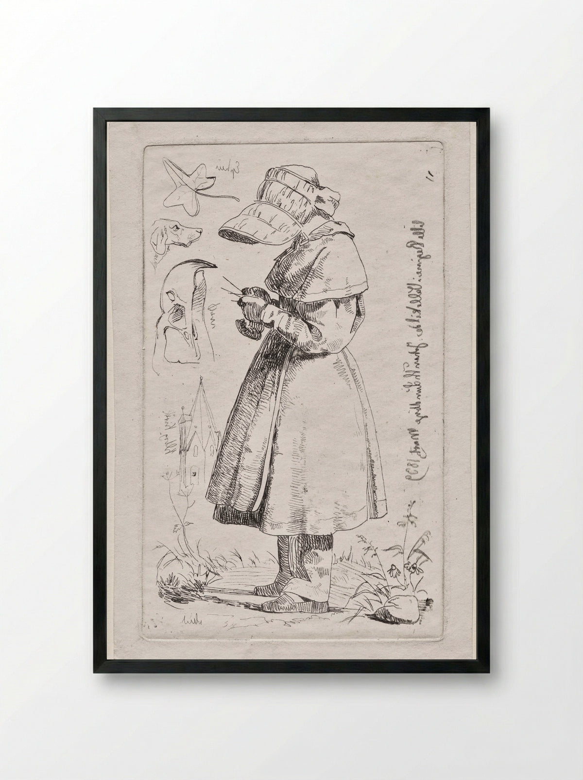 Little Regine in Vallekilde - Johan Thomas Lundbye - Framed Print Black