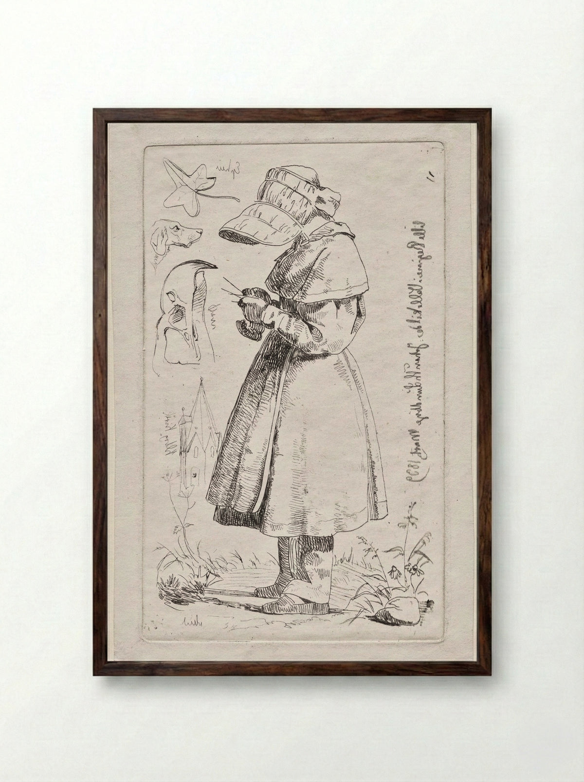 Little Regine in Vallekilde - Johan Thomas Lundbye - Framed Print Dark Wood
