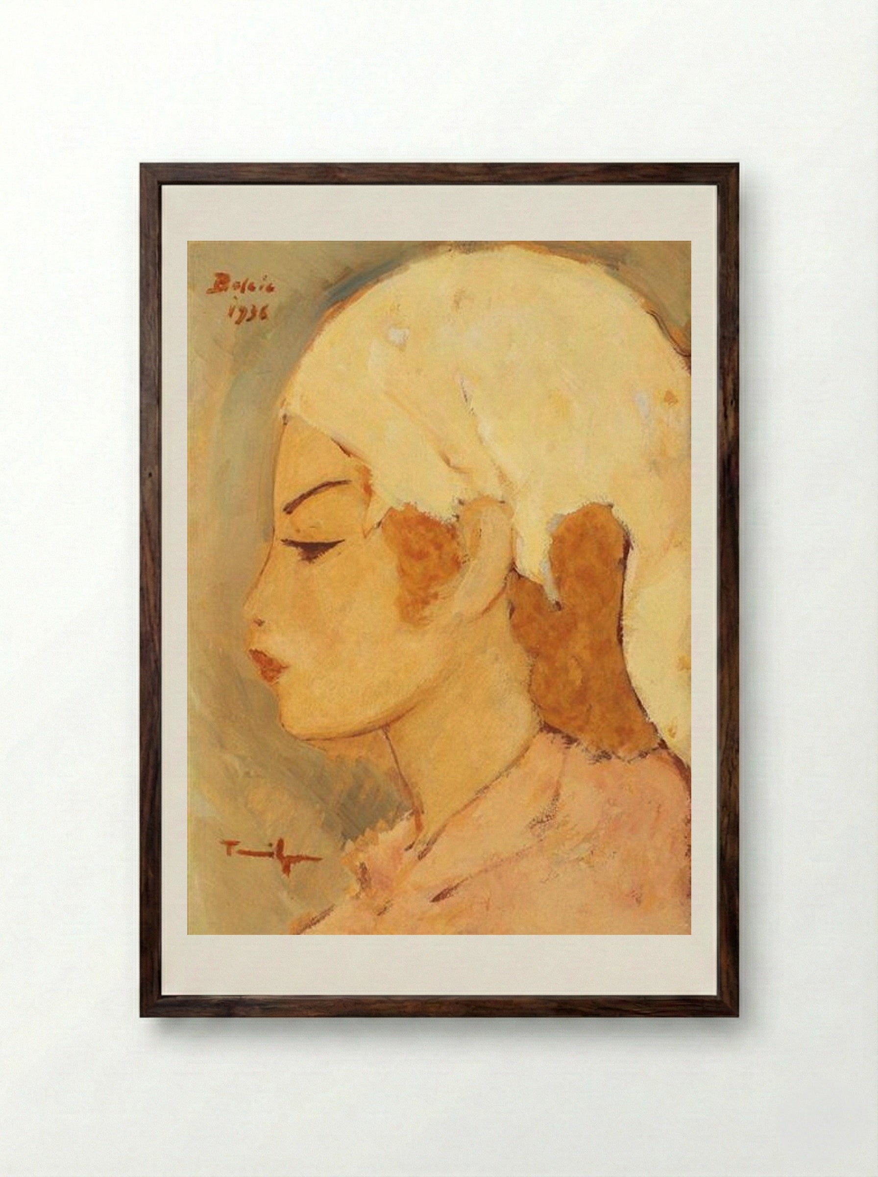 Little Tatar Girl (Rachiș Ali) - Nicolae Tonitza - Framed Print Dark Wood