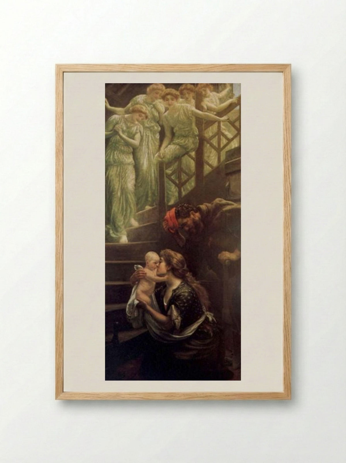 Little one who straight has come Down the Heavenly Stairs - Arthur Hughes - Framed Print Wood