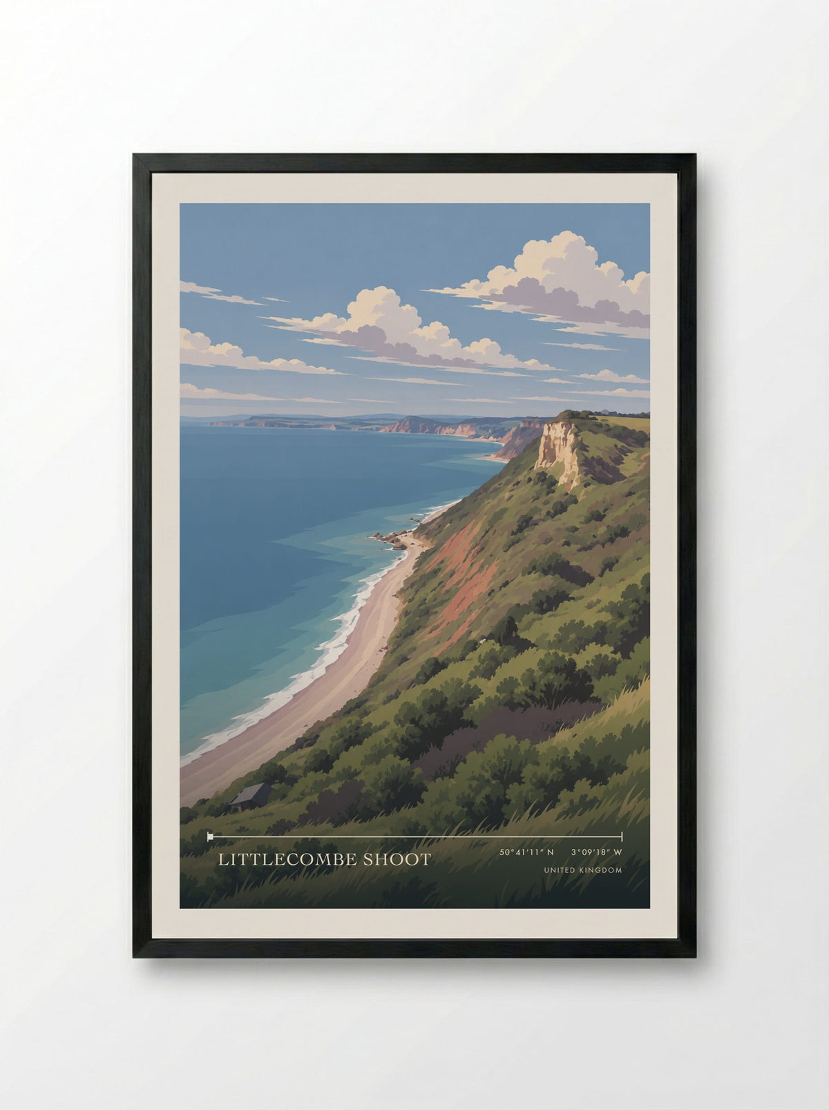 Littlecombe Shoot | Travel Poster - Framed Print Black
