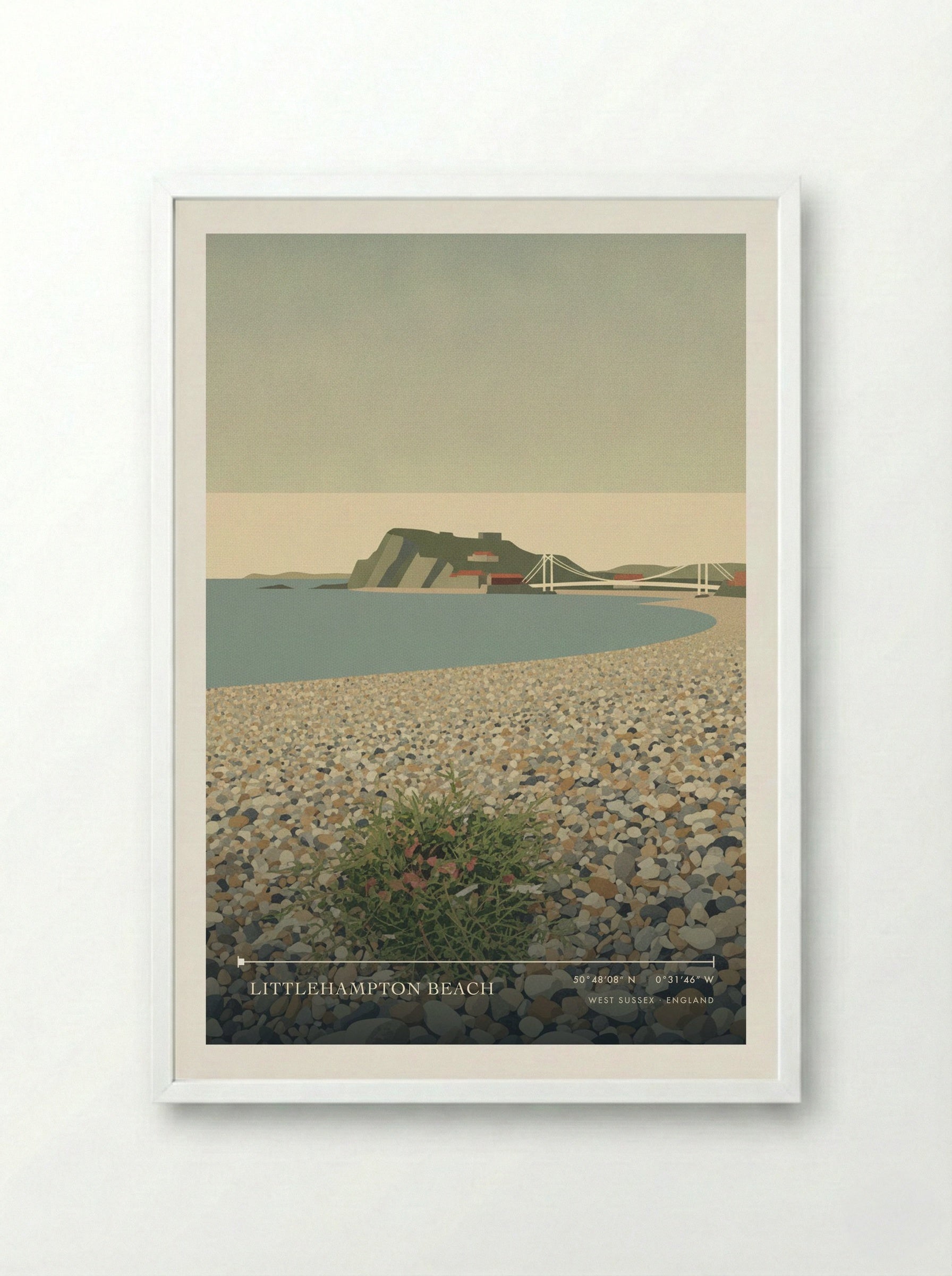 Littlehampton Beach West Sussex England Travel Poster - Framed Print White