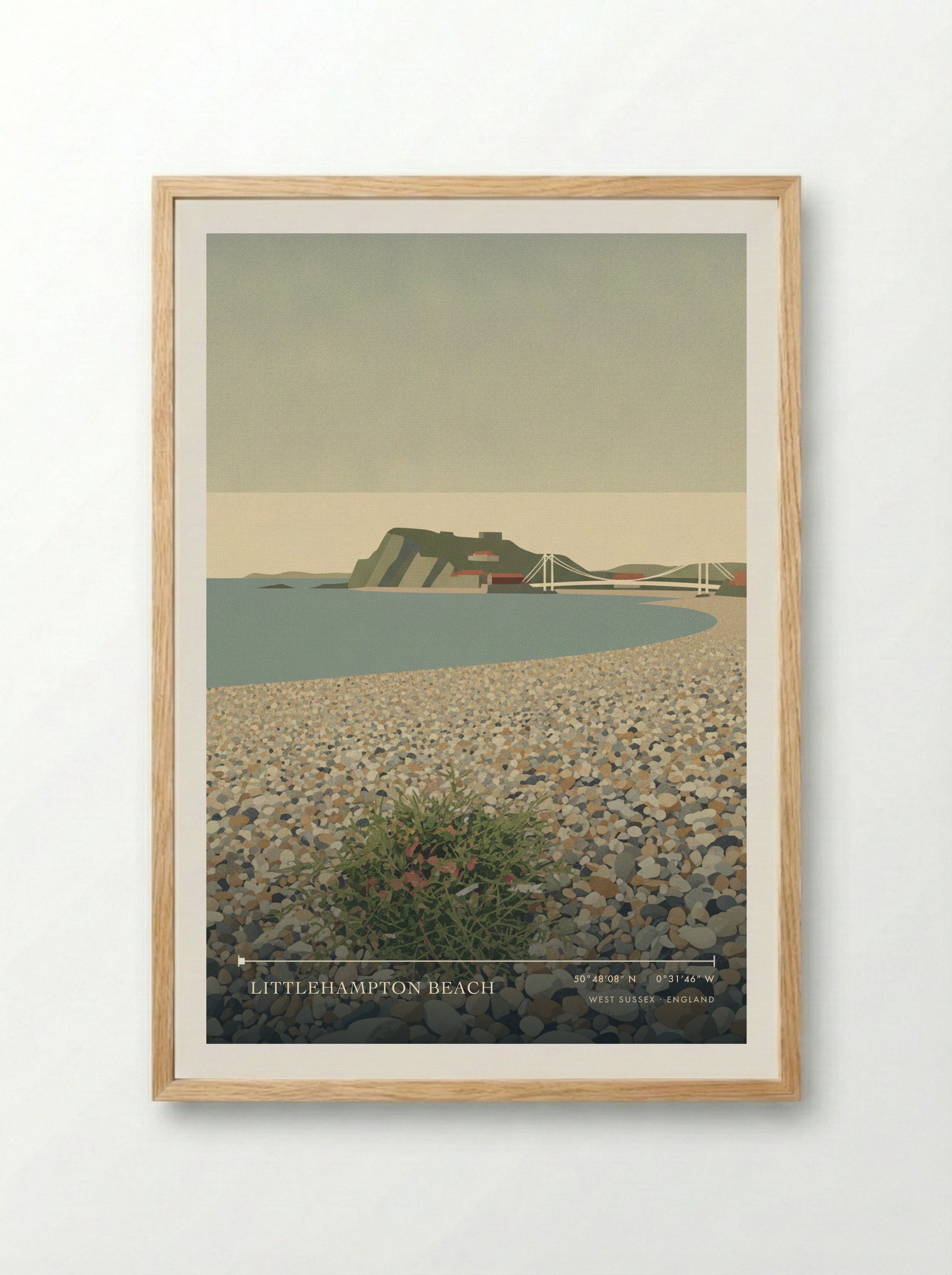 Littlehampton Beach West Sussex England Travel Poster - Framed Print Wood
