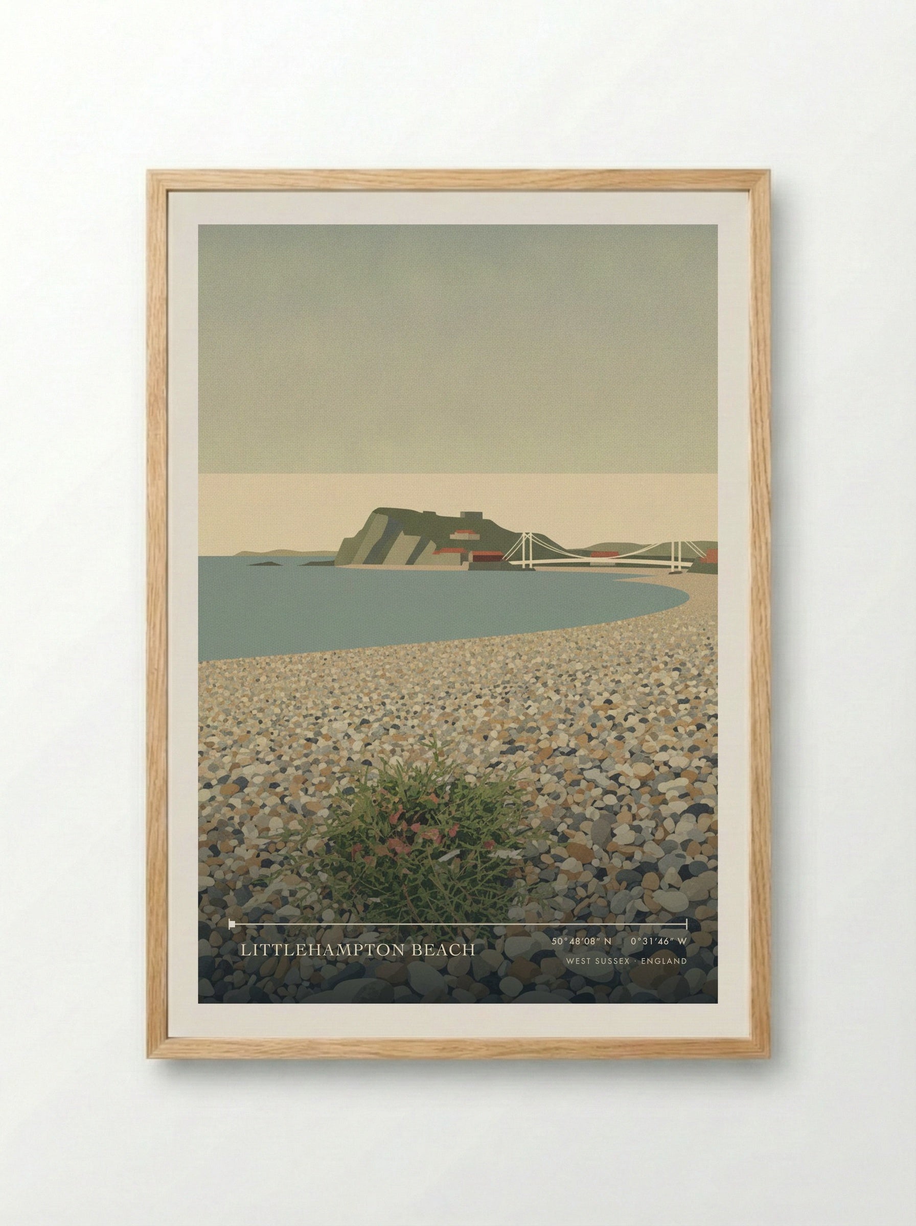 Littlehampton Beach West Sussex England Travel Poster - Framed Print Wood