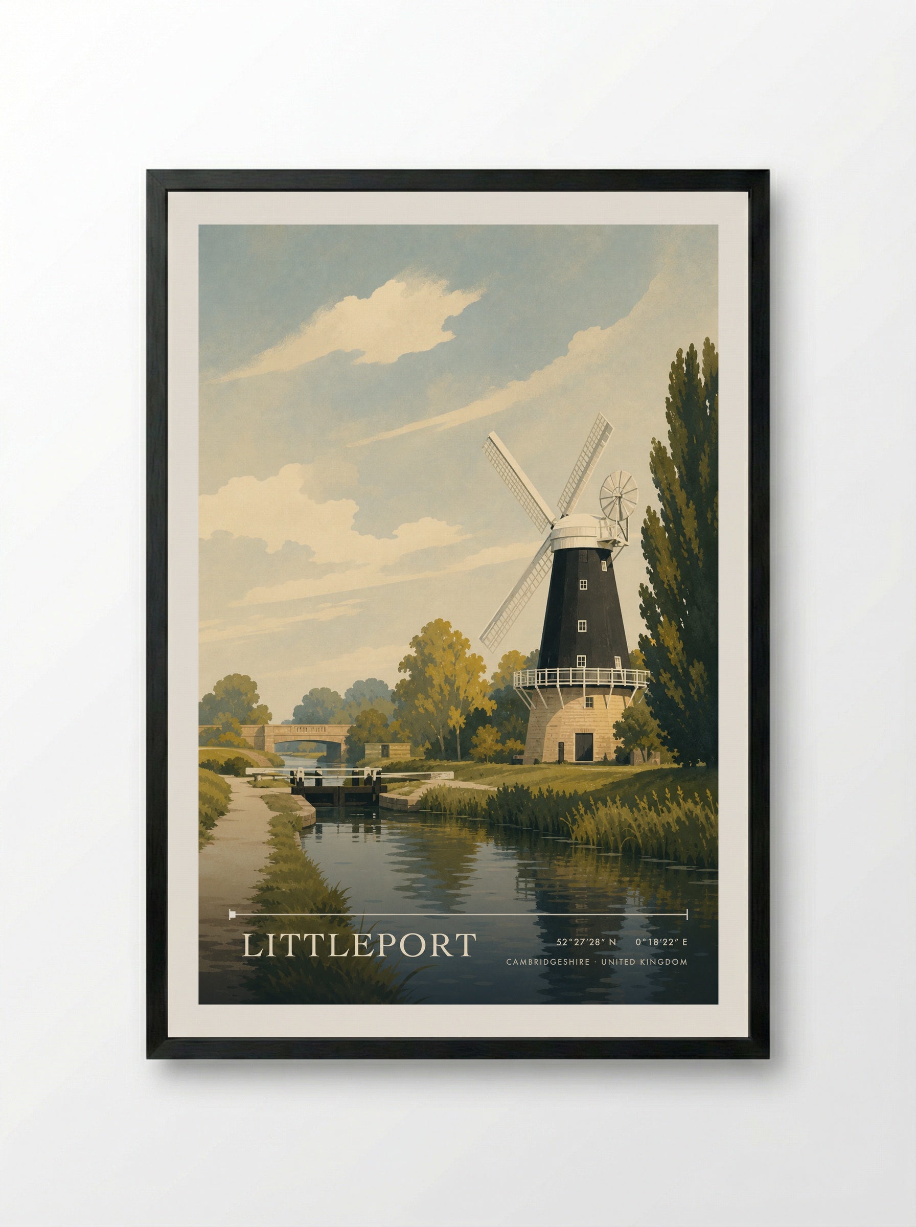 Littleport Cambridgeshire United Kingdom Travel Poster - Framed Print Black