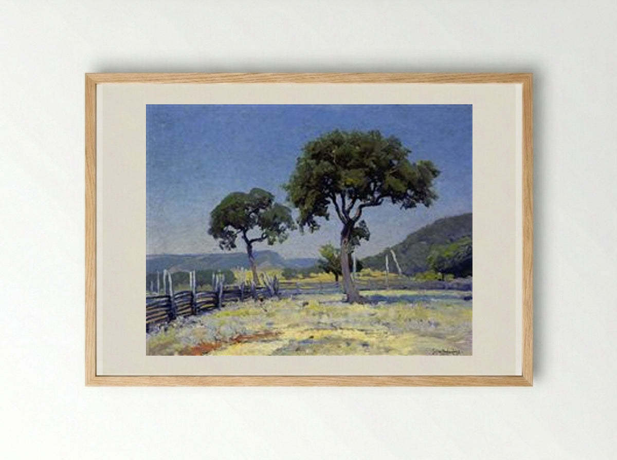 Live Oak Trees on Williams' Ranch, Bandera County - Robert Julian Onderdonk - Framed Print Wood