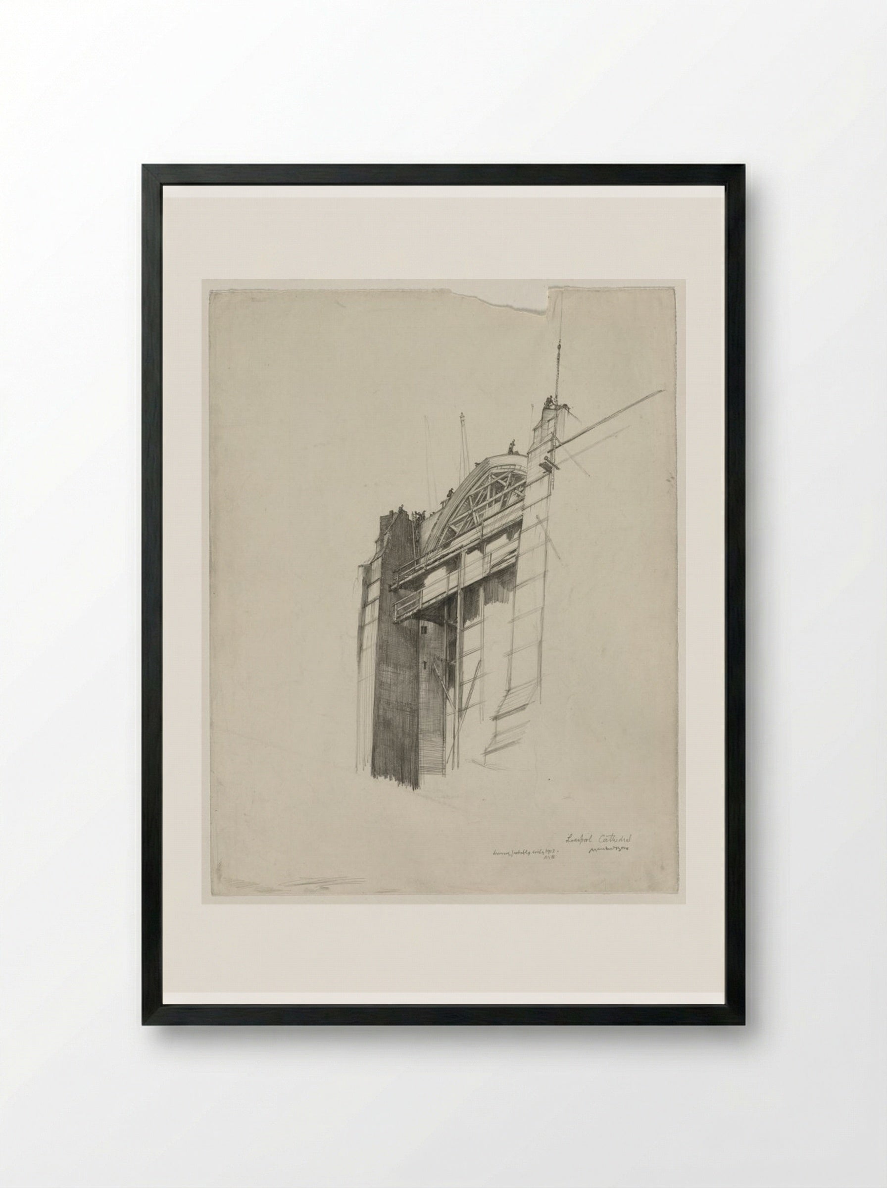Liverpool Cathedral - Muirhead Bone - Framed Print Black