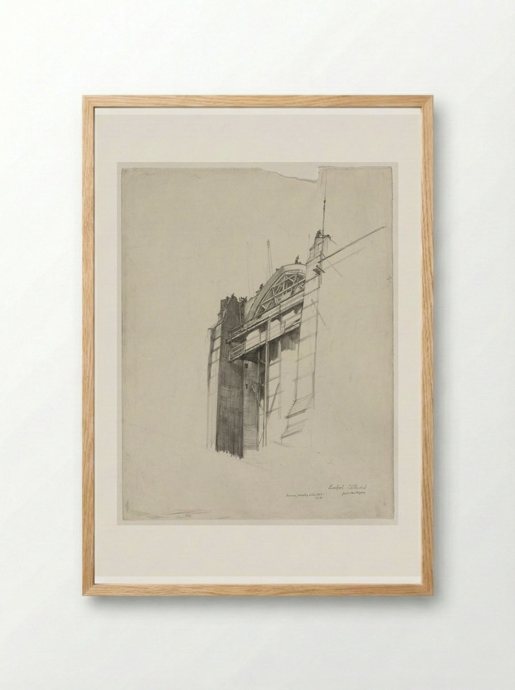 Liverpool Cathedral - Muirhead Bone - Framed Print Wood