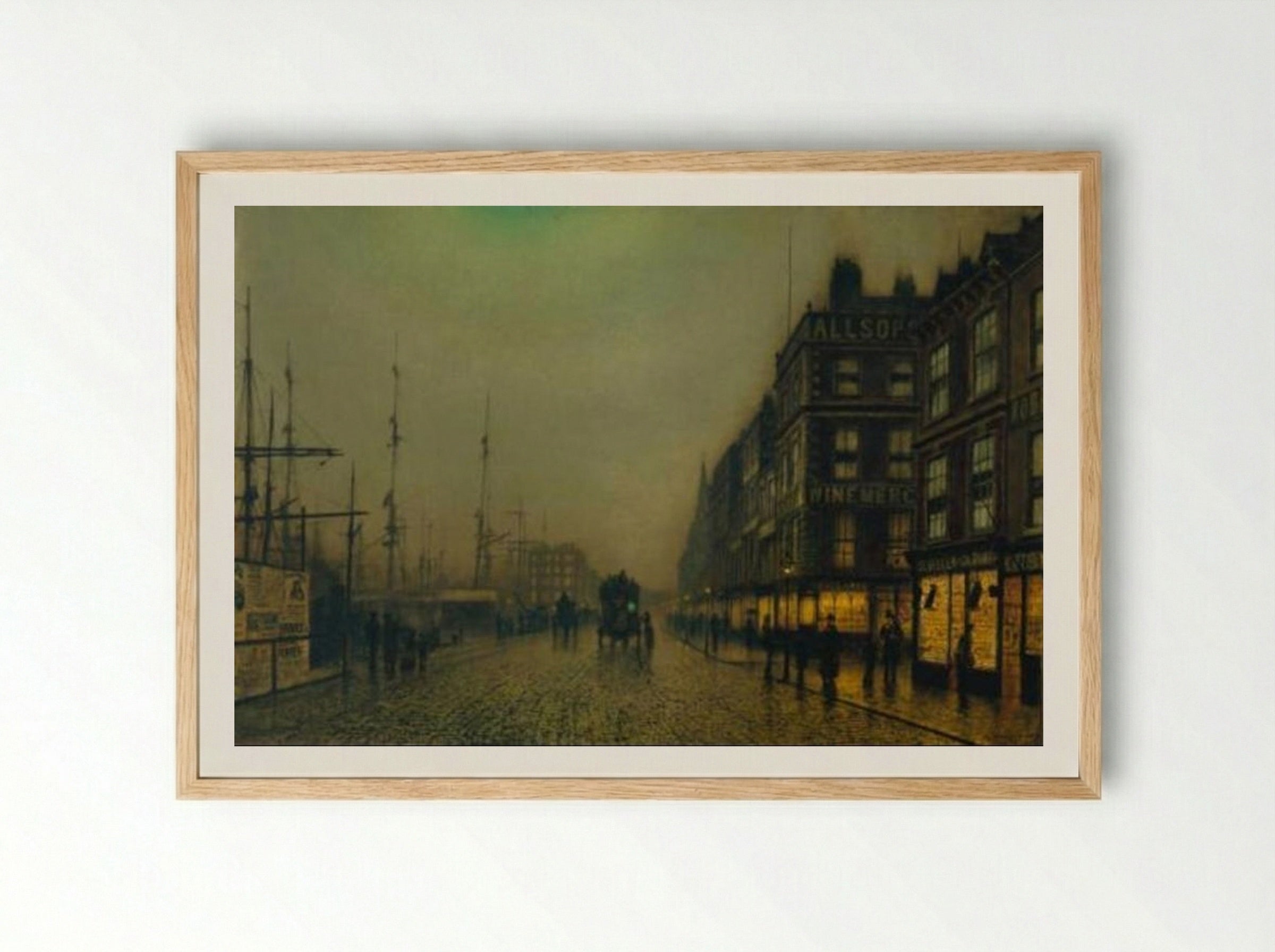 Liverpool Quay by Moonlight - John Atkinson Grimshaw - Framed Print Wood
