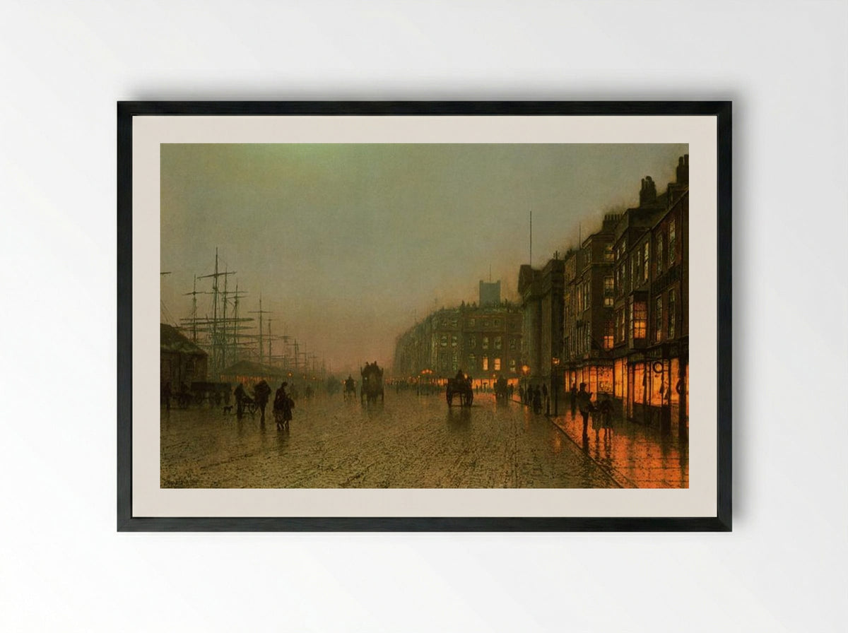 Liverpool from Wapping - John Atkinson Grimshaw - Framed Print Black