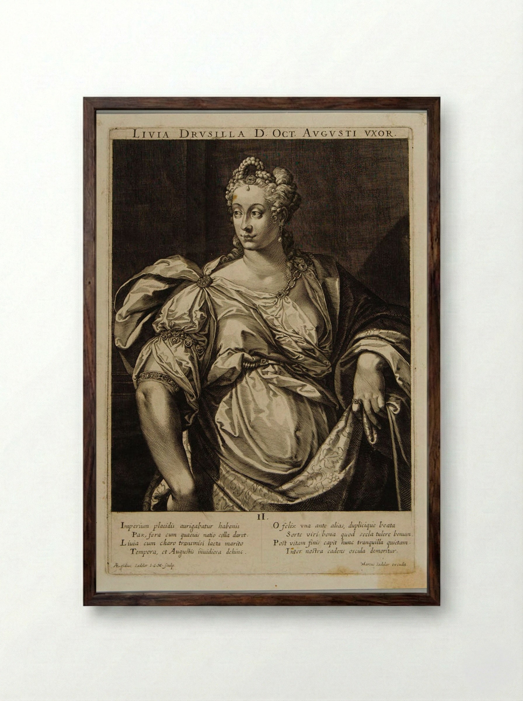 Livia Drusilla, Wife of Augustus - Aegidius Sadeler II - Framed Print Dark Wood