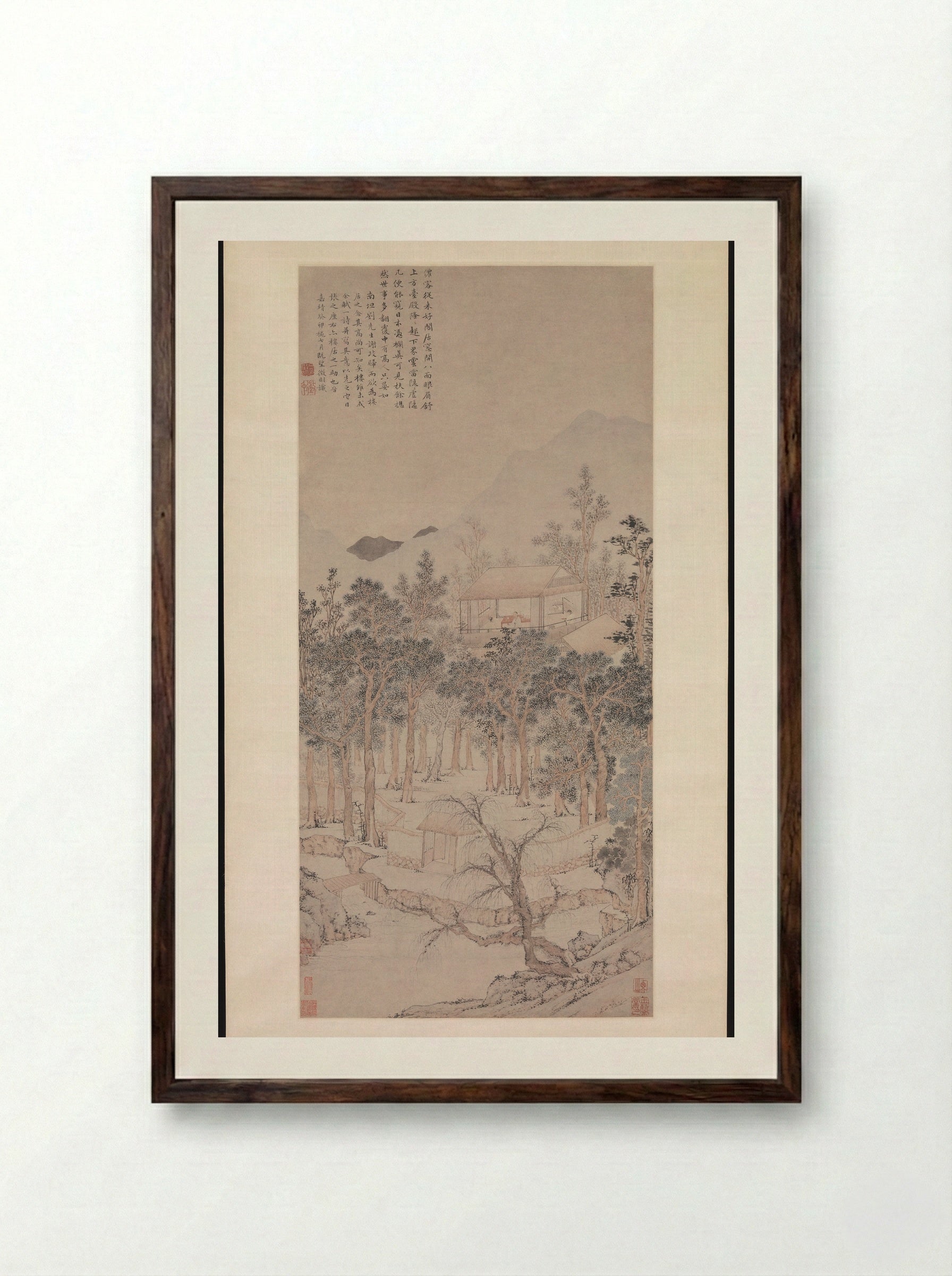 Living Aloft - Wen Zhengming - Framed Print Dark Wood