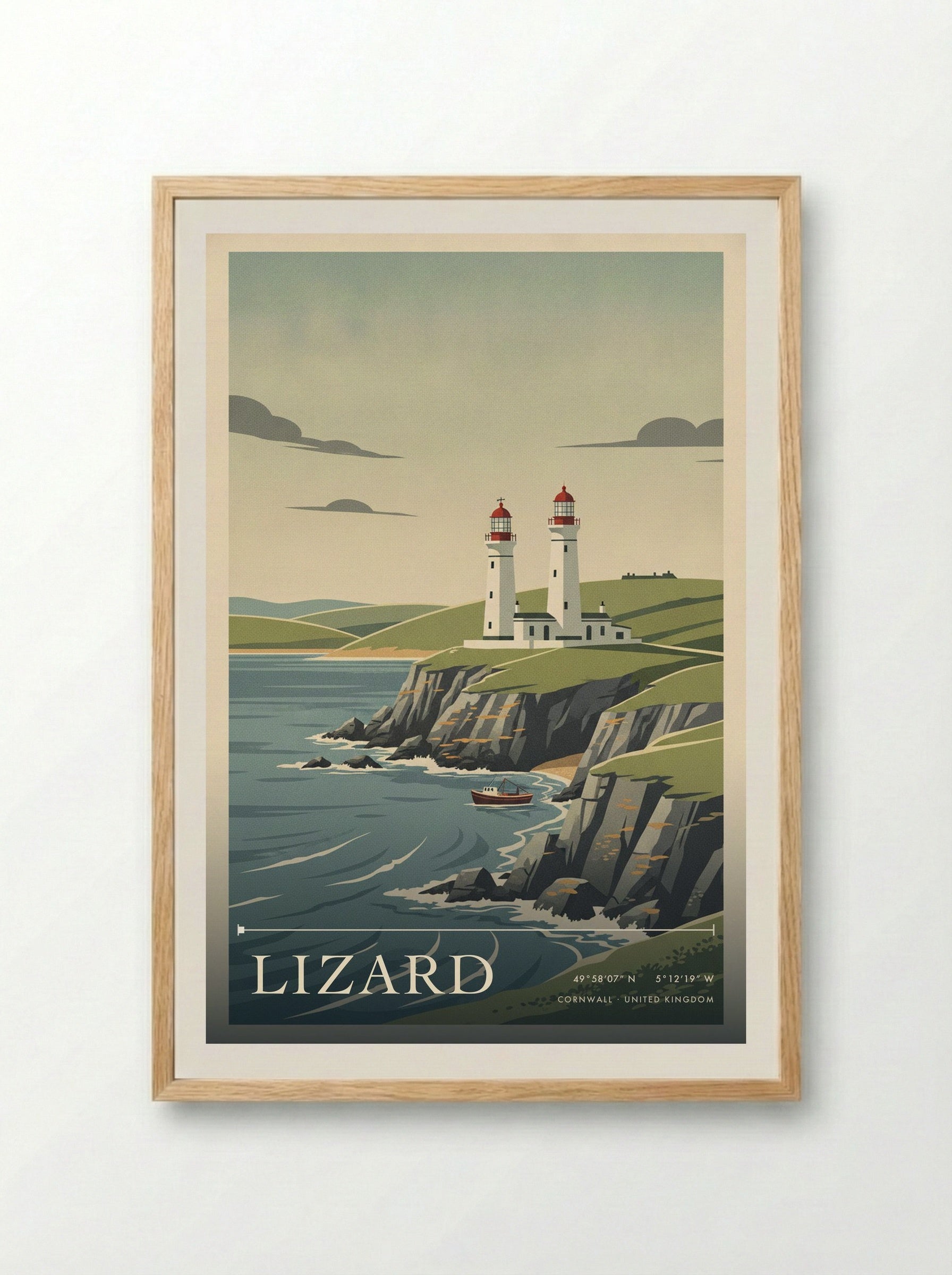 Lizard Cornwall United Kingdom Travel Poster - Framed Print Wood