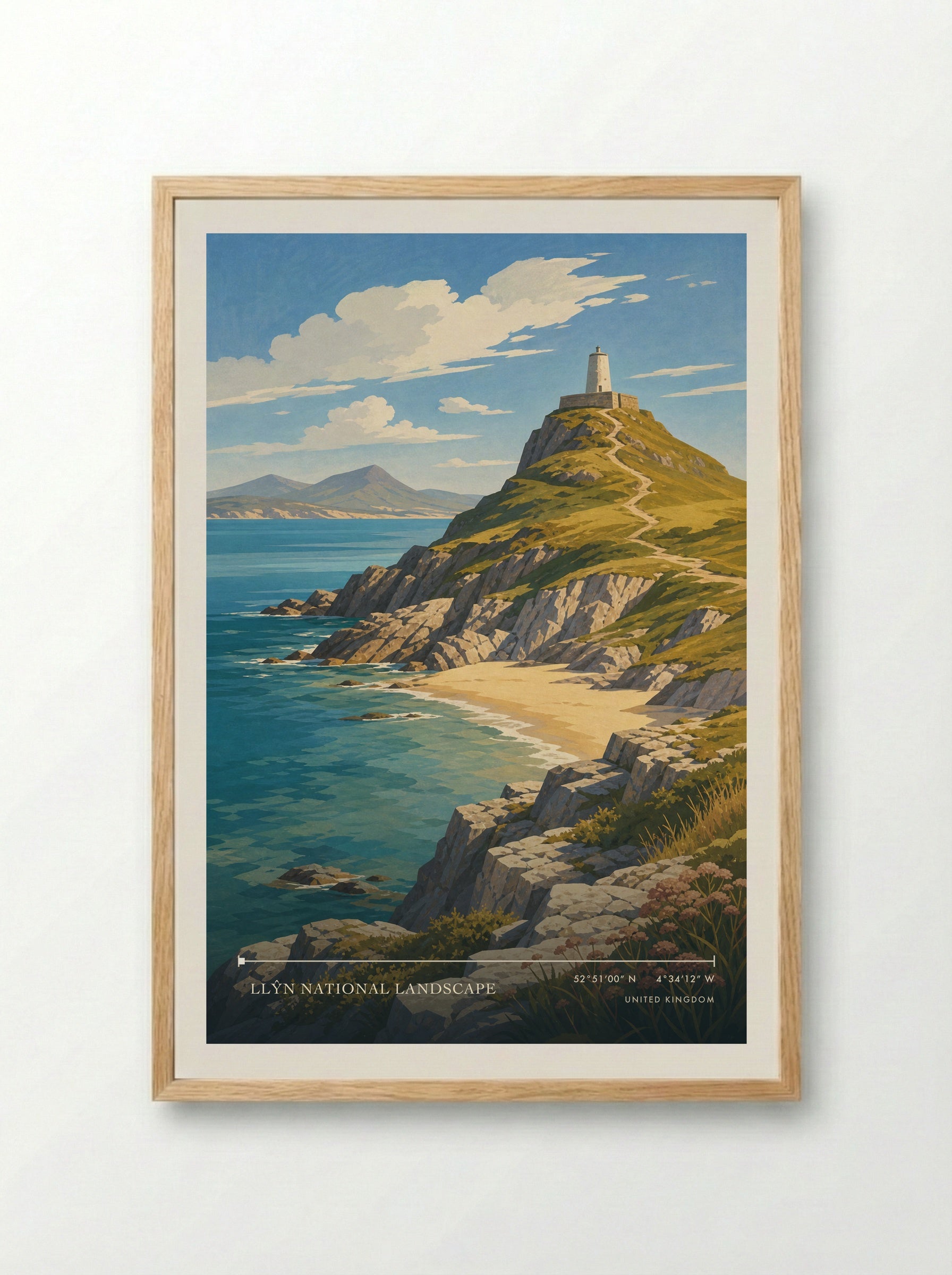 Llŷn National Landscape United Kingdom Travel Poster - Framed Print Wood