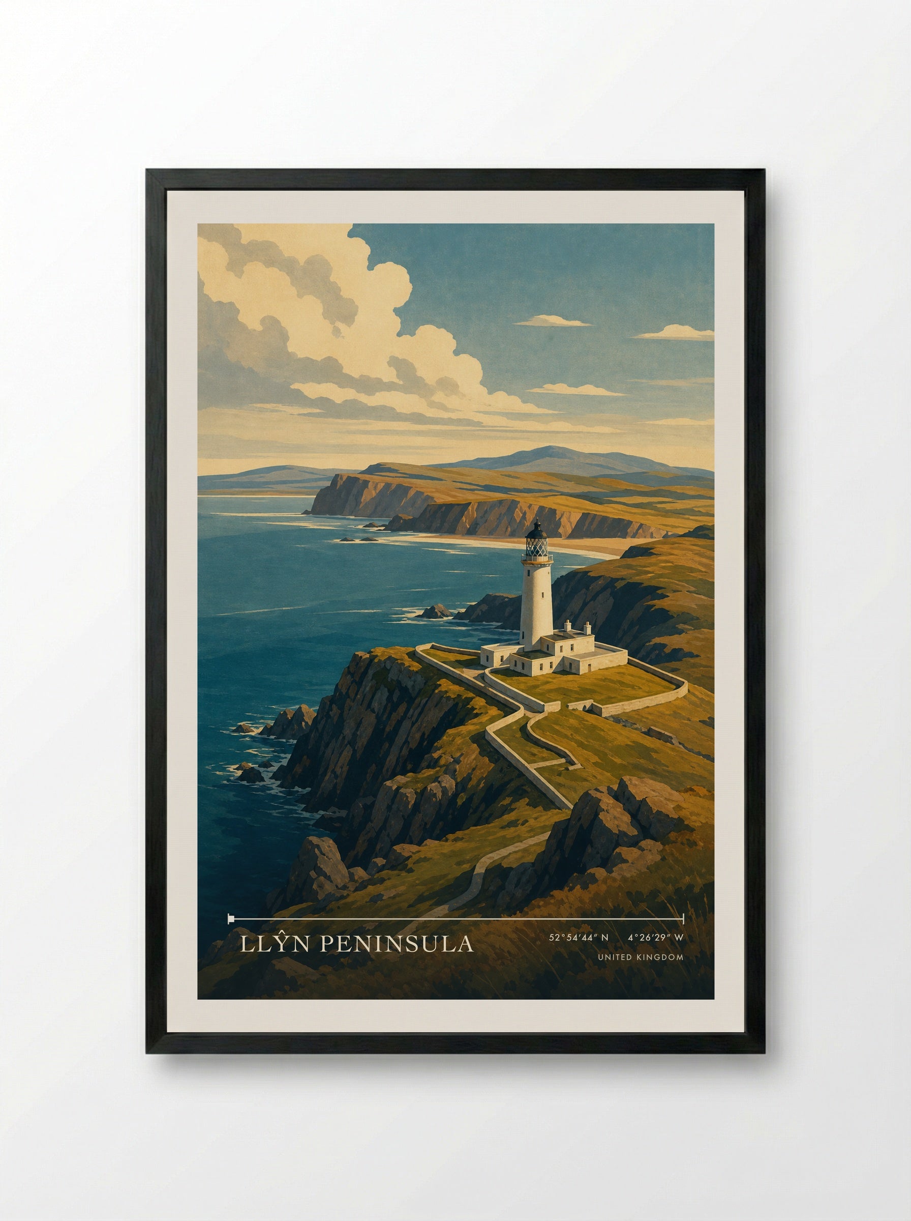 Llŷn Peninsula United Kingdom Travel Poster - Framed Print Black