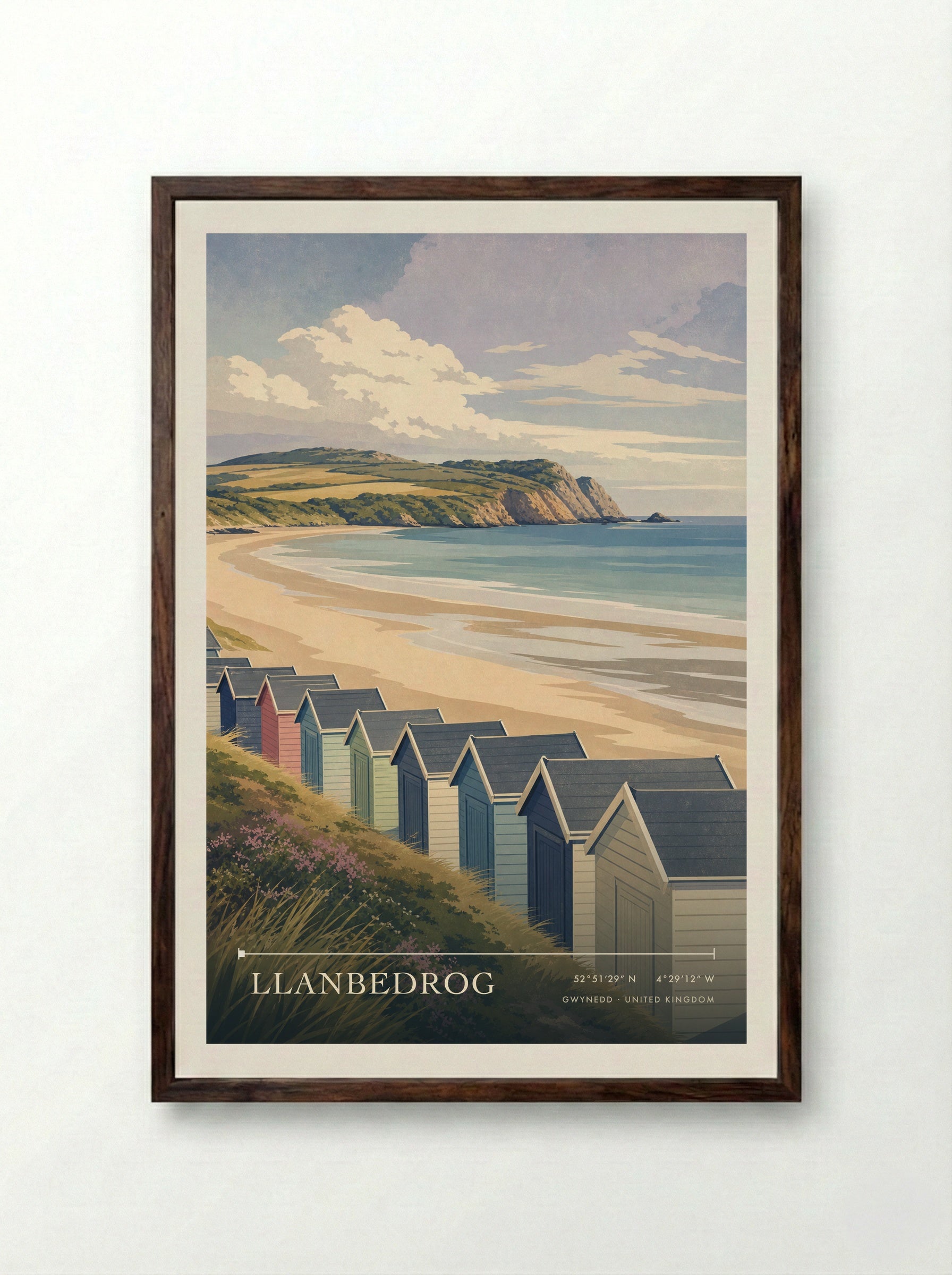 Llanbedrog Gwynedd United Kingdom Travel Poster - Framed Print Dark Wood