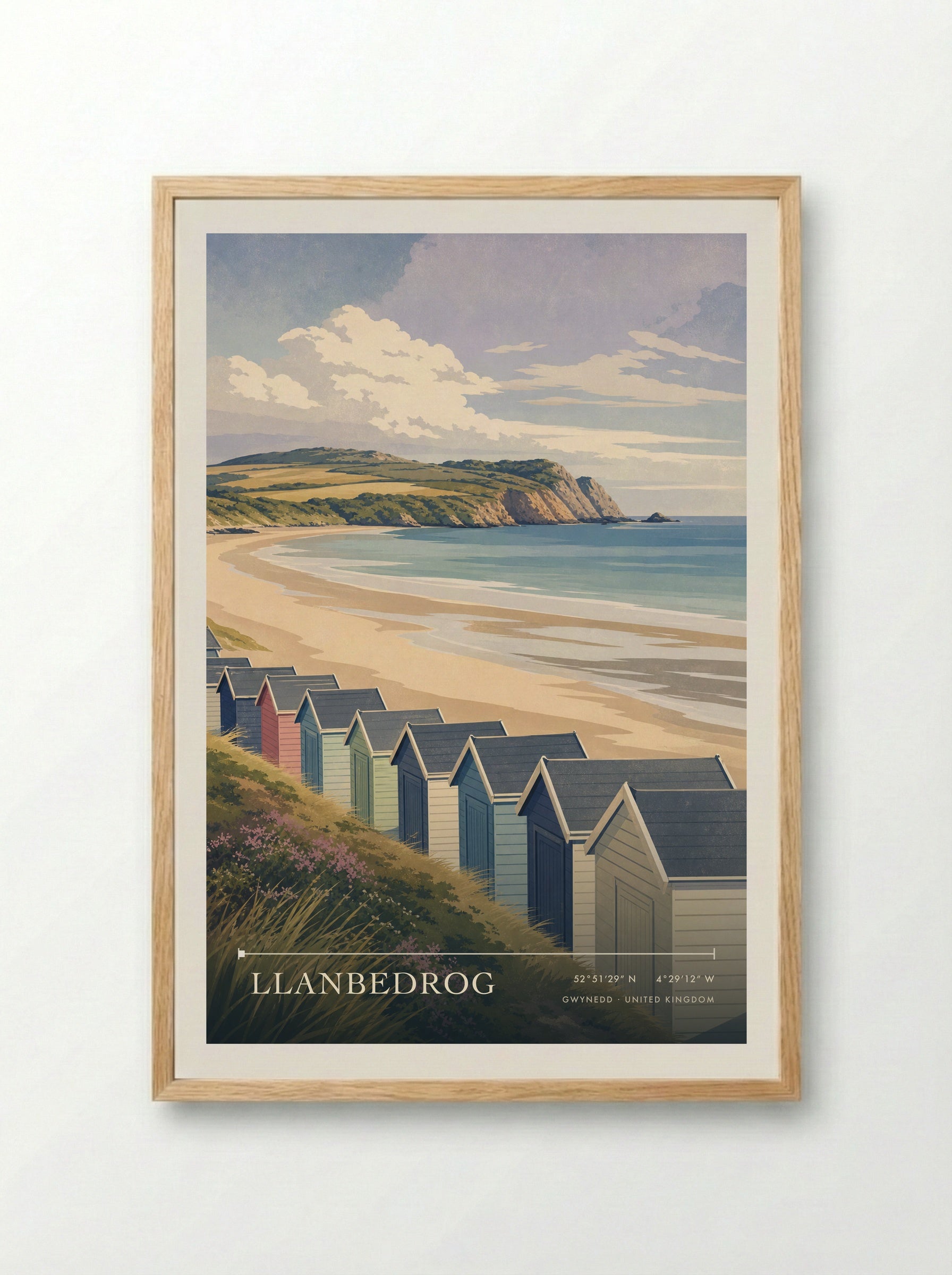Llanbedrog Gwynedd United Kingdom Travel Poster - Framed Print Wood