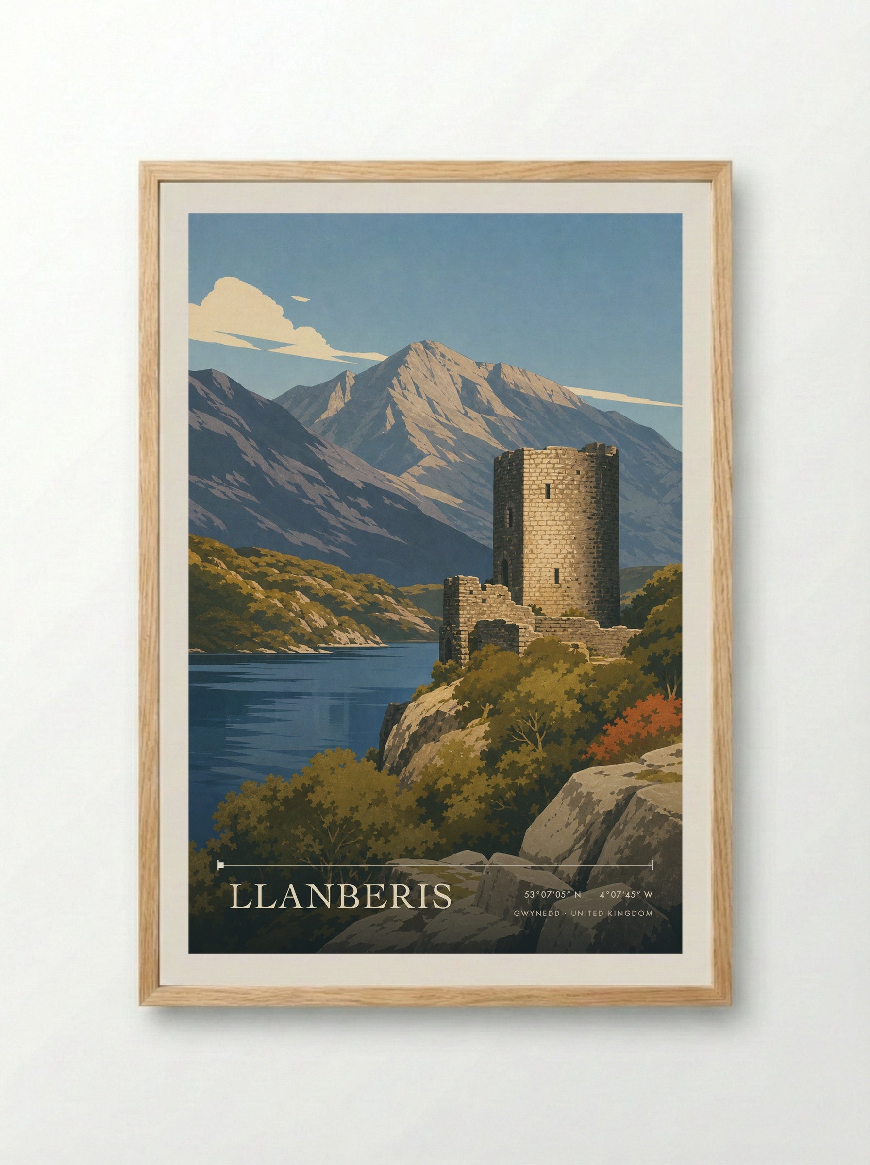 Llanberis Gwynedd United Kingdom Travel Poster - Framed Print Wood