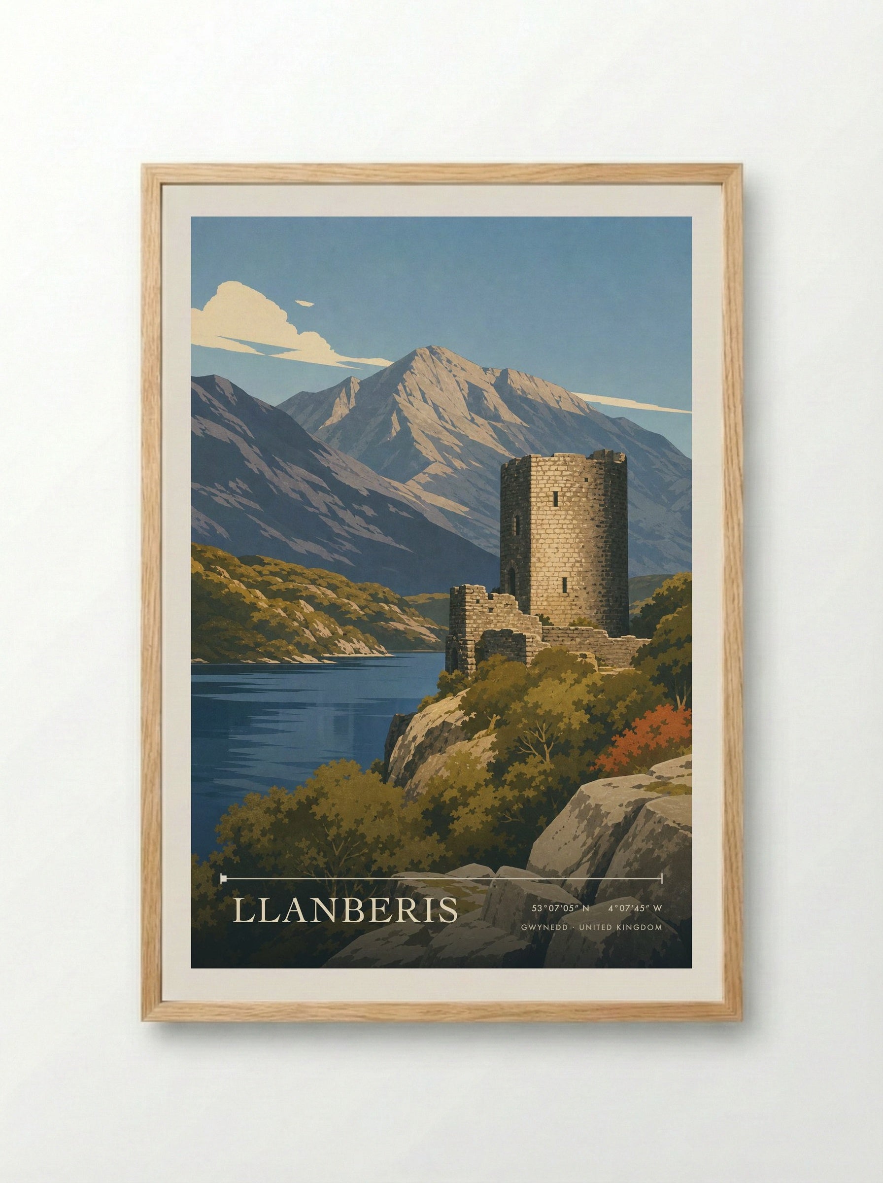 Llanberis Gwynedd United Kingdom Travel Poster - Framed Print Wood
