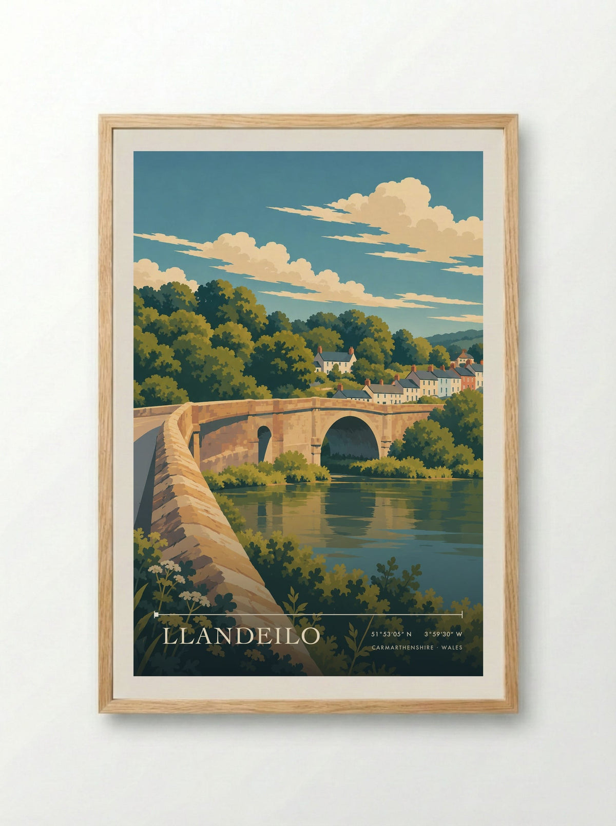 Llandeilo, Carmarthenshire | Travel Poster - Framed Print Wood