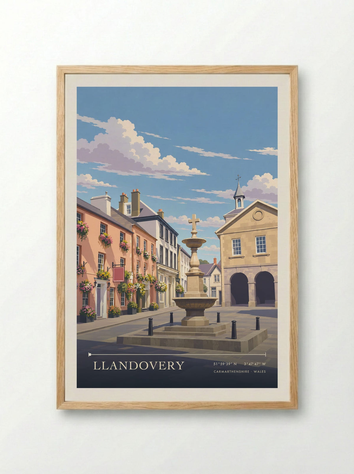 Llandovery, Carmarthenshire | Travel Poster - Framed Print Wood