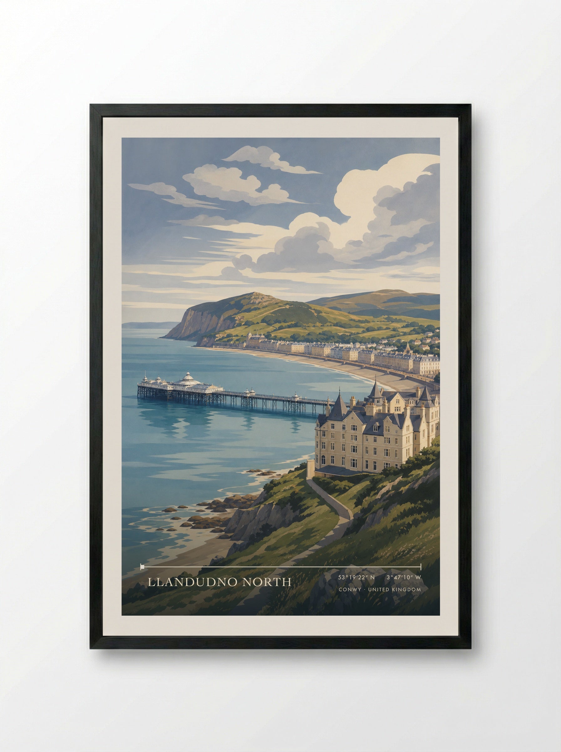 Llandudno North Conwy United Kingdom Travel Poster - Framed Print Black