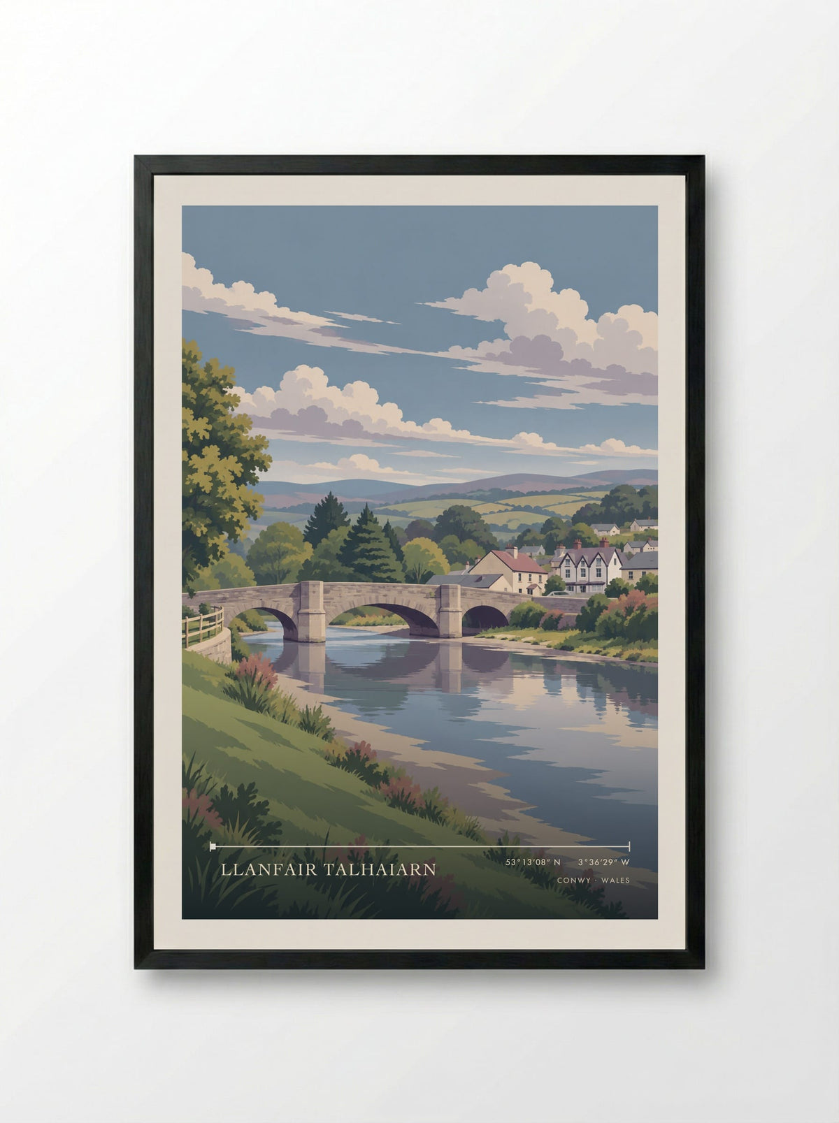 Llanfair Talhaiarn, Conwy | Travel Poster - Framed Print Black